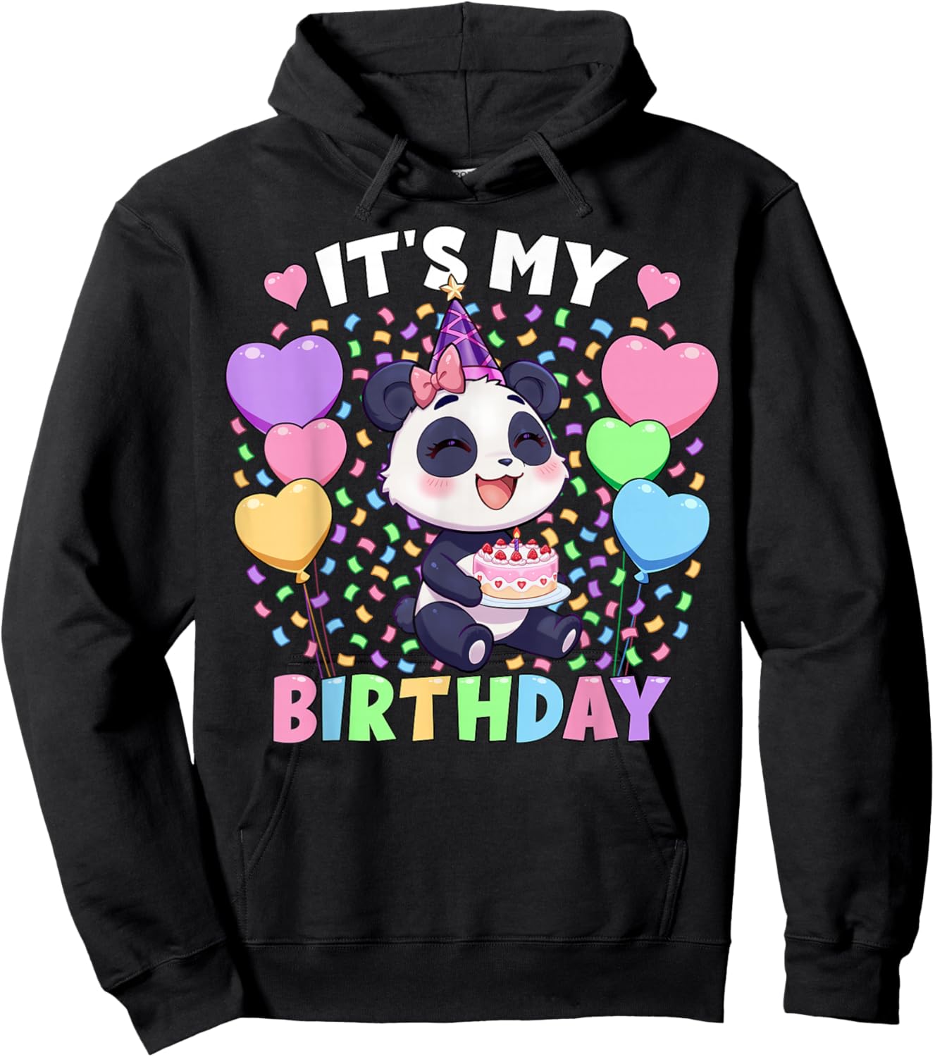 Girls Panda Birthday Shirt | It's My Birthday Panda Hoodie - Hoodie | Black