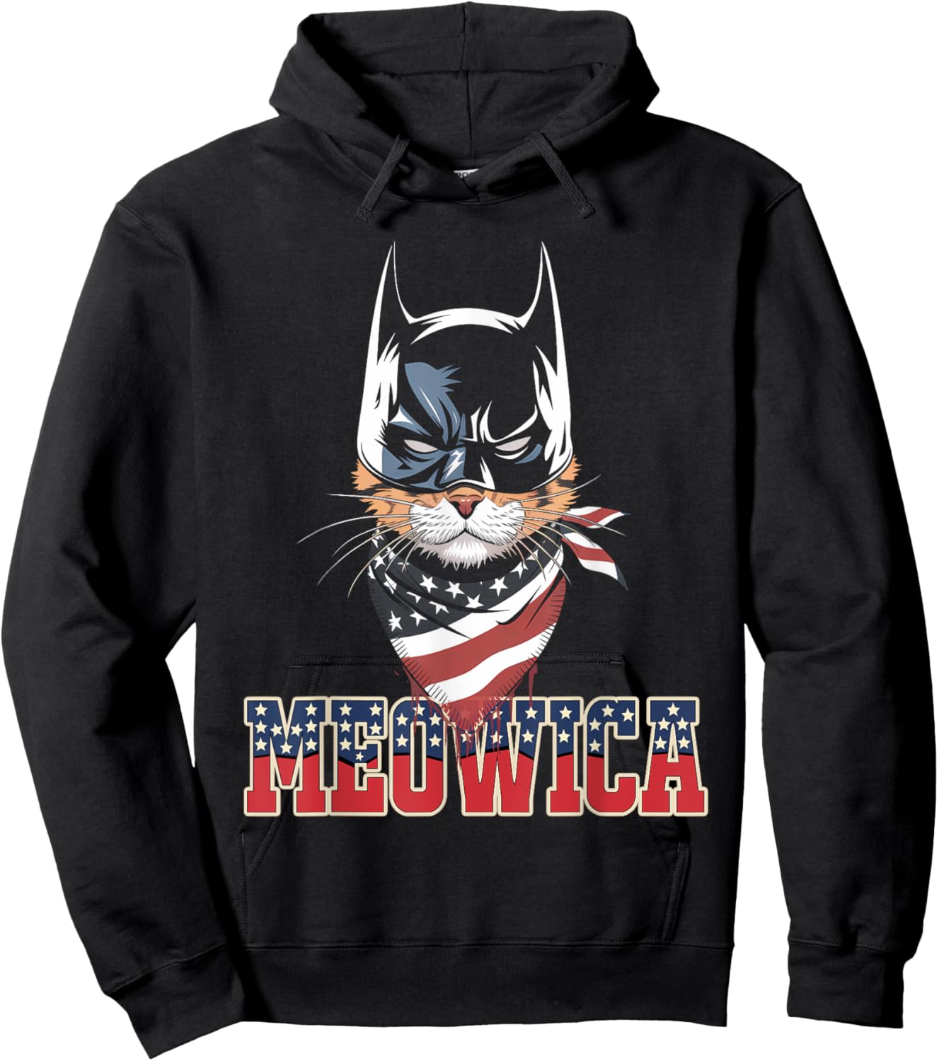 Meowica Funny Catman - US Catman 4th Of July Cat Hoodie - Hoodie | Black