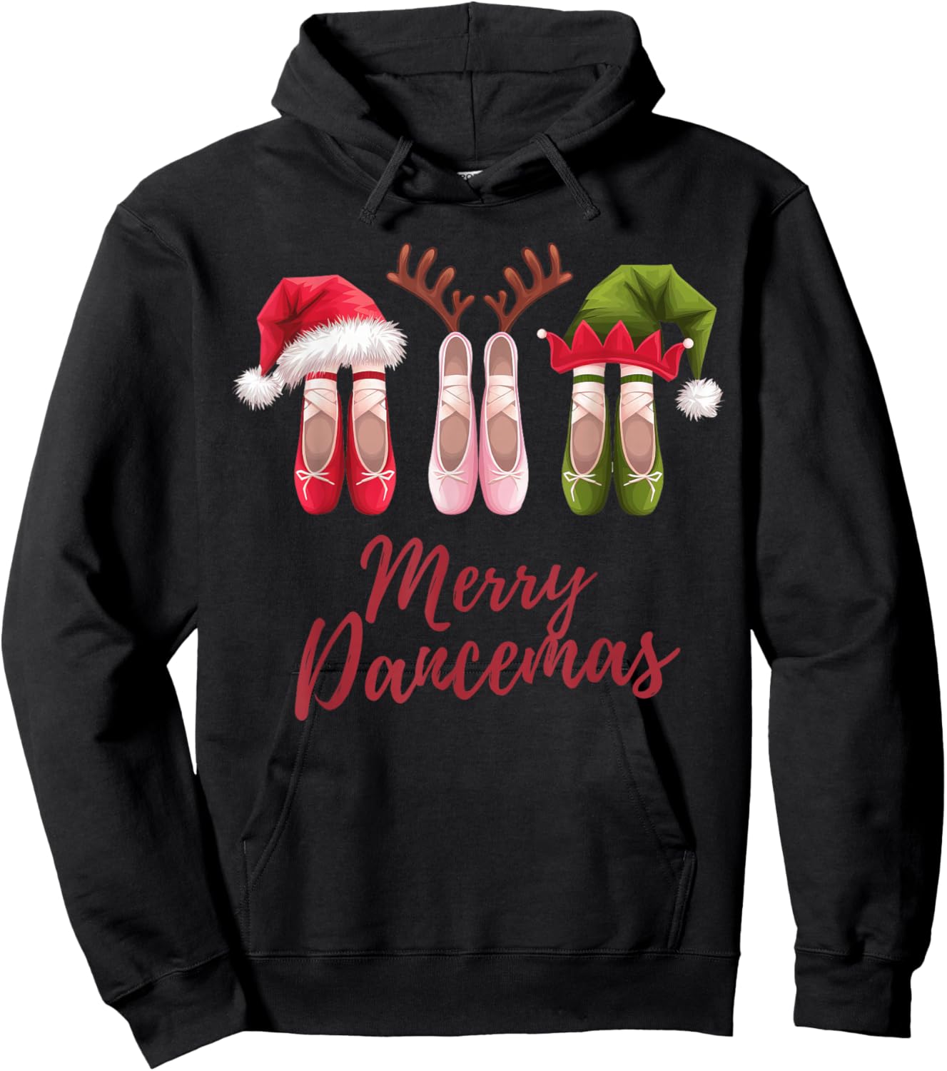 Ballet Dancer Ballerina Merry Dancemas Pointe Shoe Christmas Hoodie - Hoodie | Black