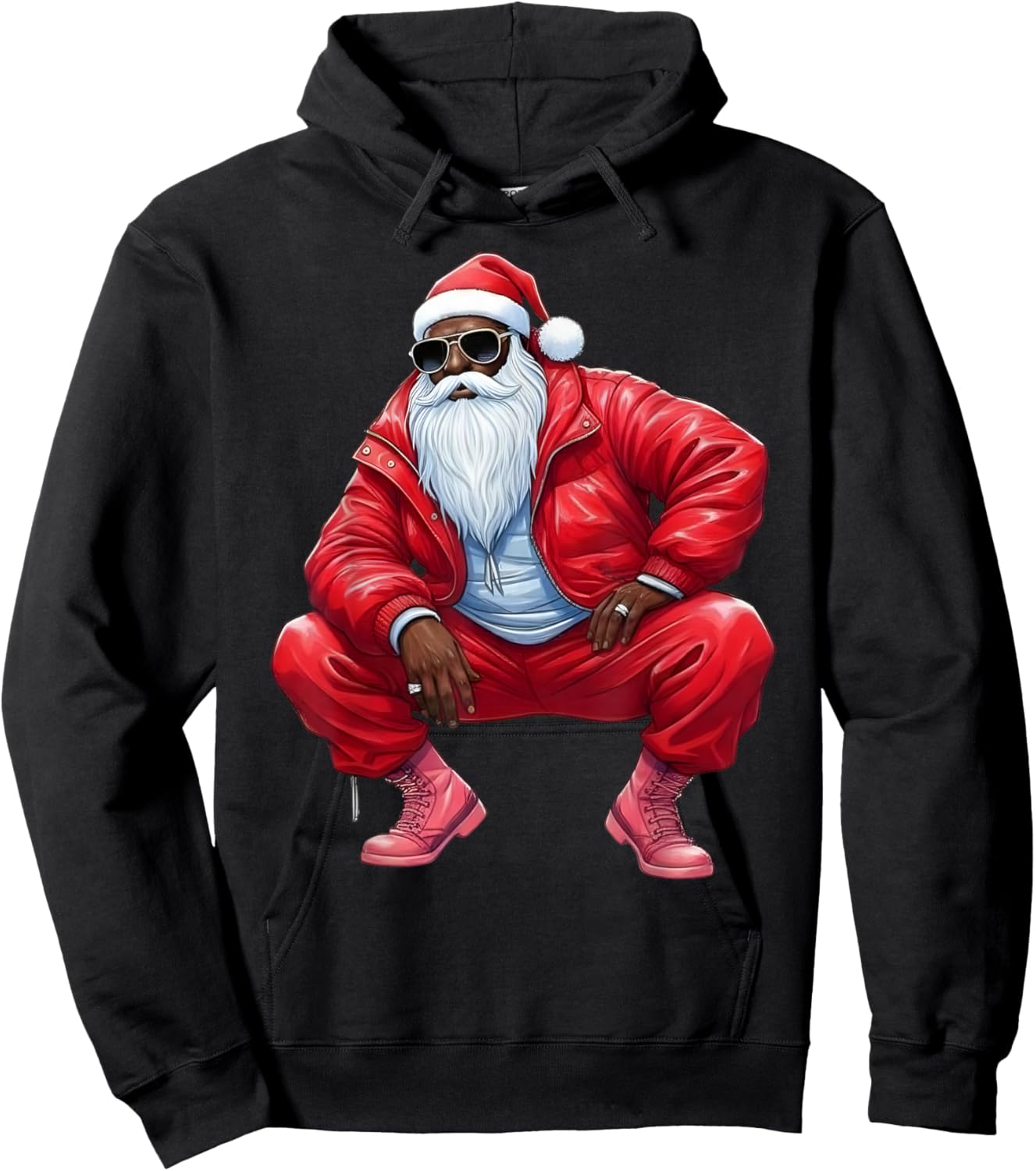African American Christmas Xmas Afro Santa Claus Hoodie - Hoodie | Black
