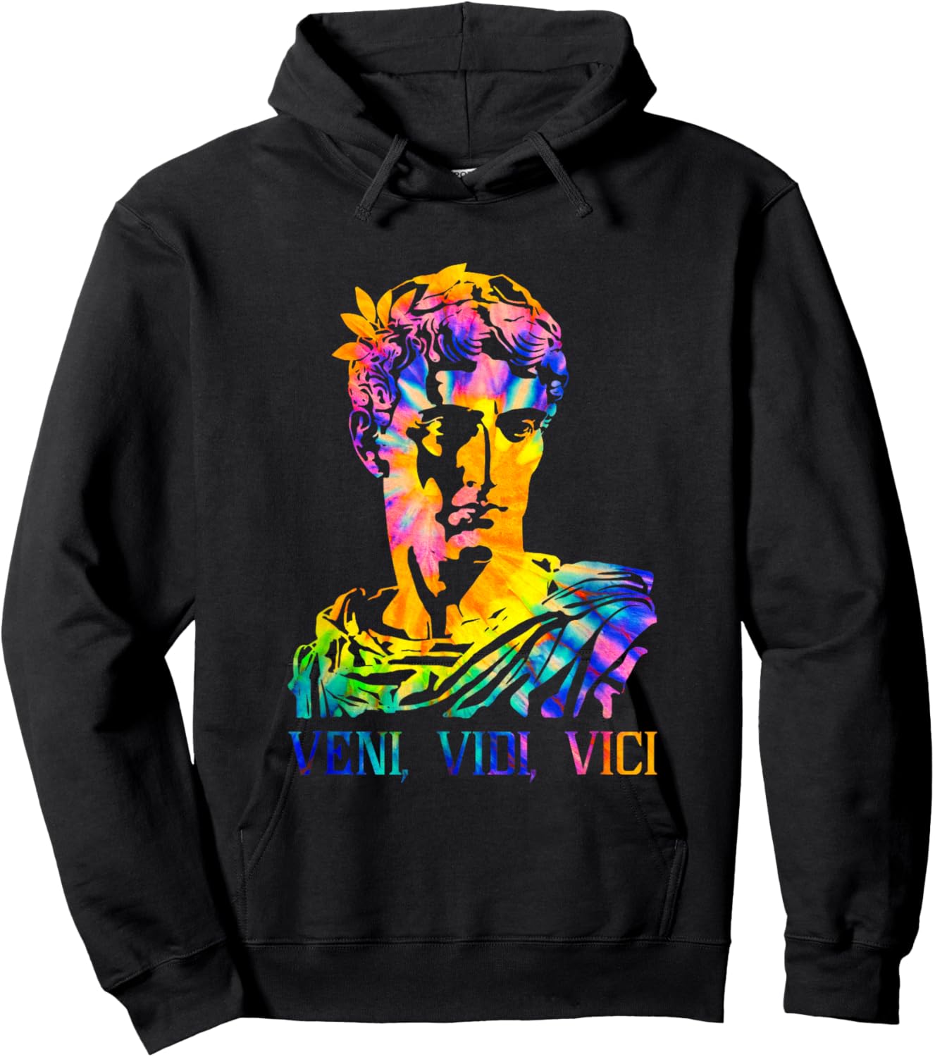Julius Caesar Portrait With Tie Dye Pattern Veni Vidi Vici Hoodie - Hoodie | Black