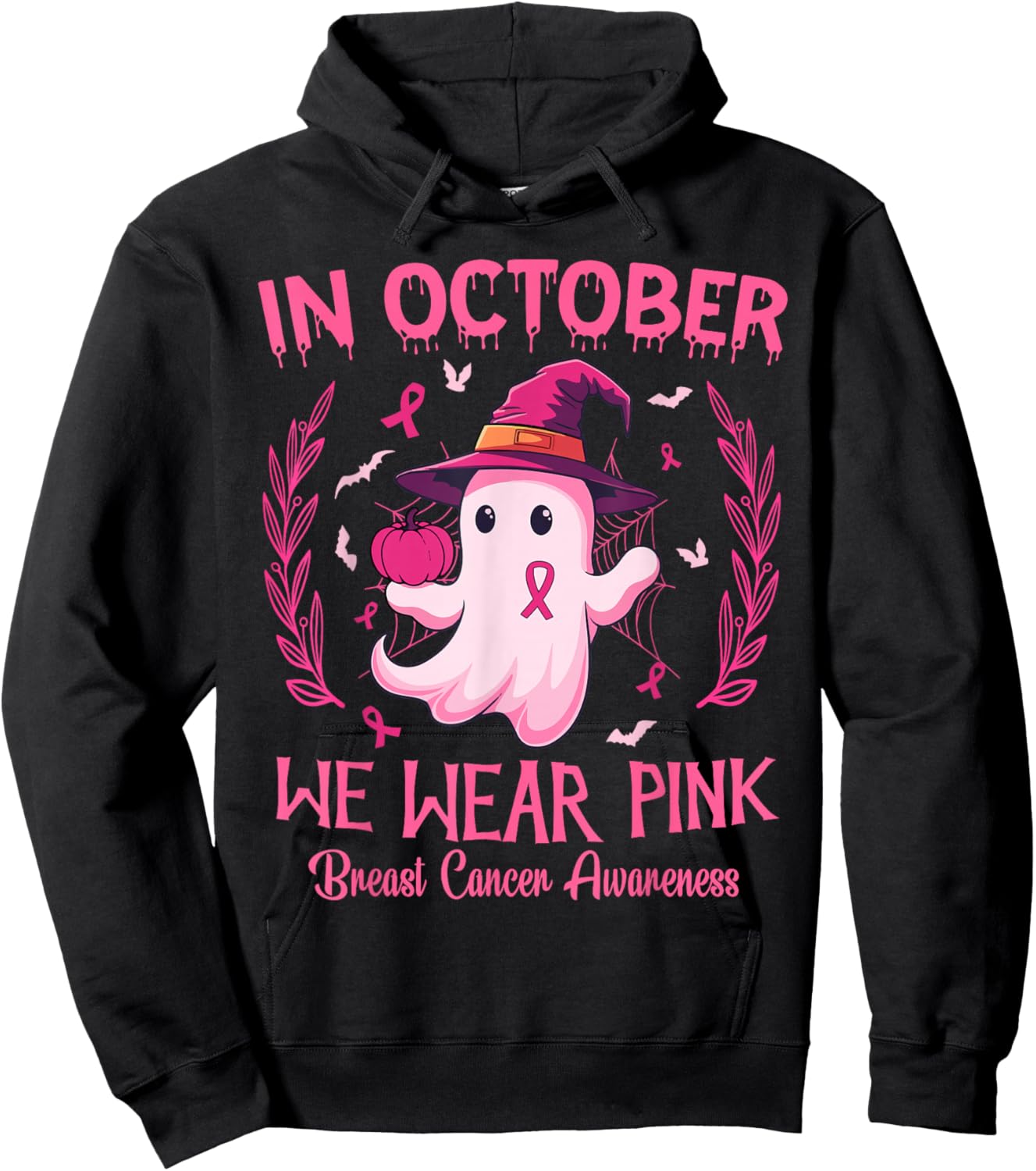 In October We Wear Pink Breast Cancer Awareness Women Hoodie - Hoodie | Black