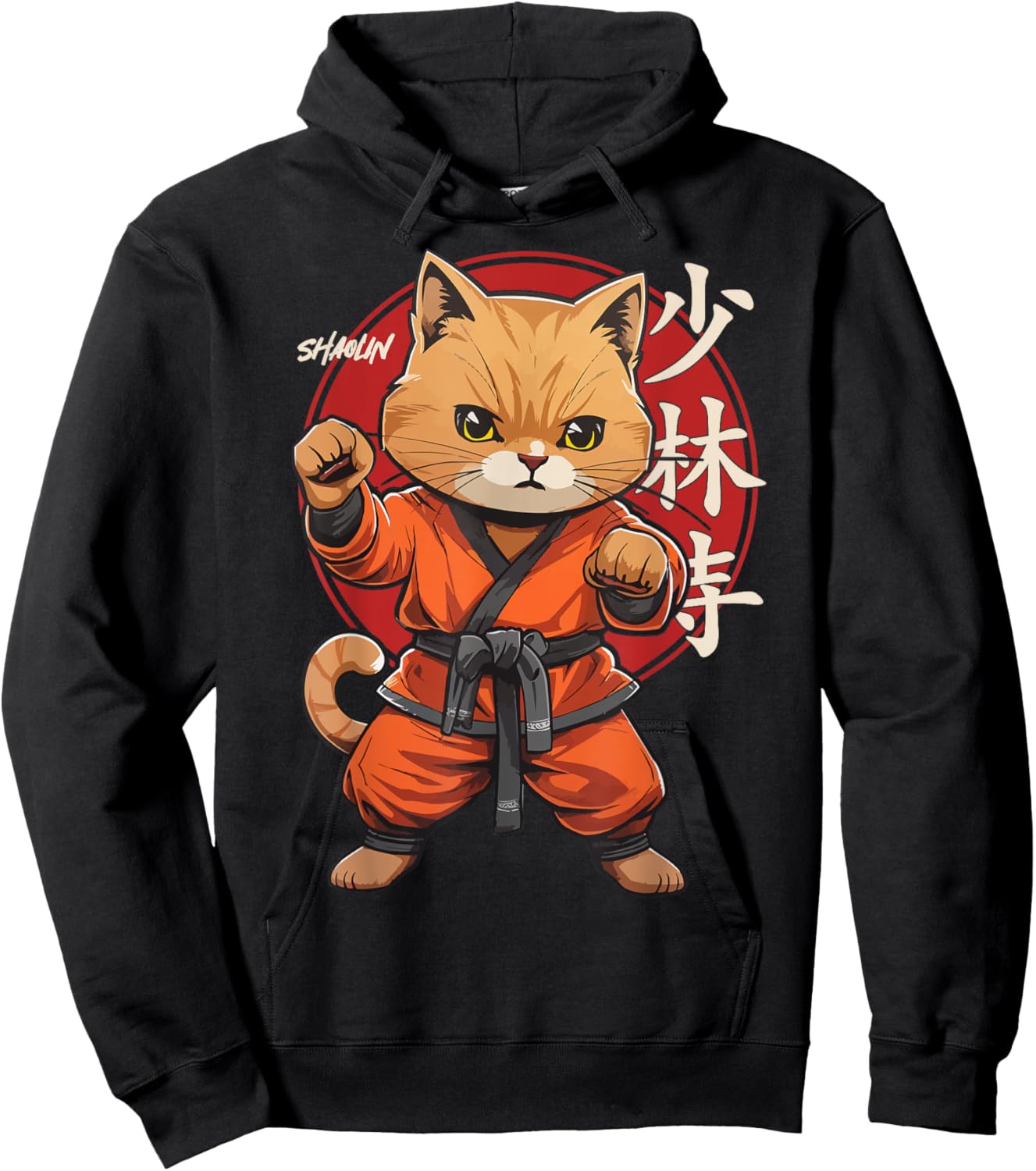 Shaolin Monk Retro Cat Martial Arts Kung Fu Shaolin Cat Women Girls Kids Hoodie - Hoodie | Black
