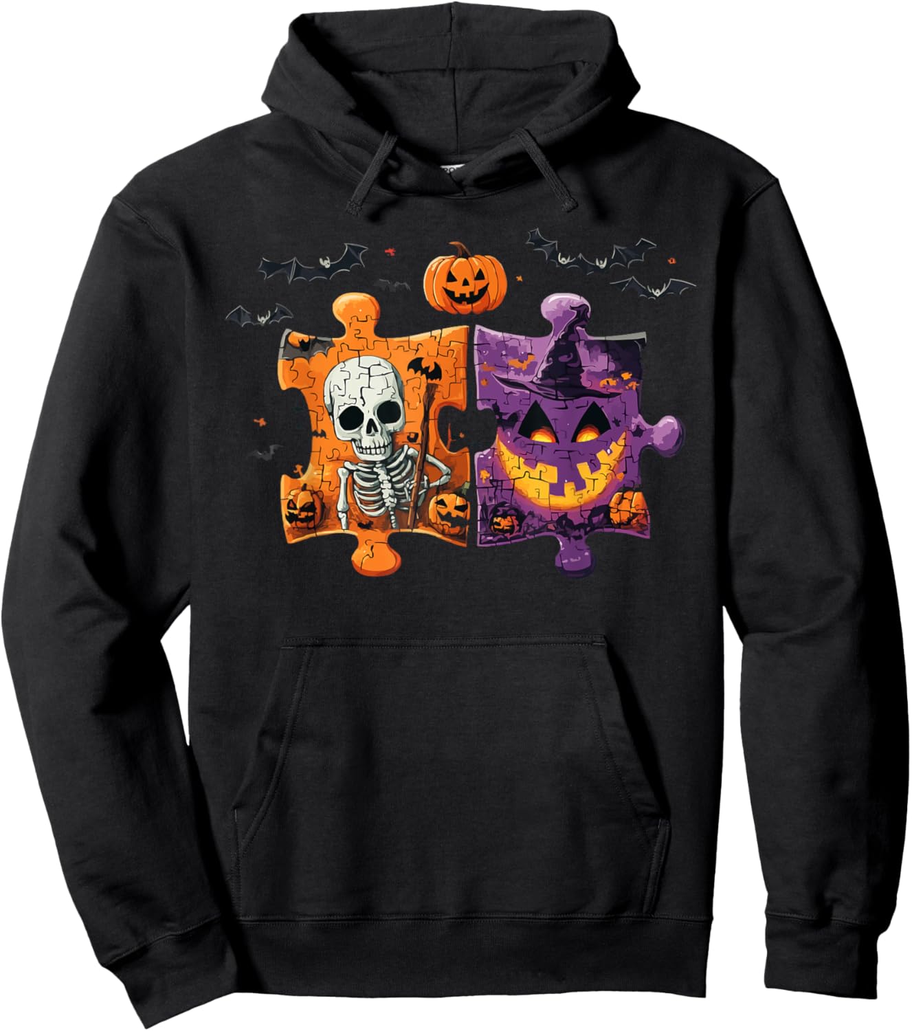 Support Autism Halloween Spooky Autistic Trick Or Treat Hoodie - Hoodie | Black