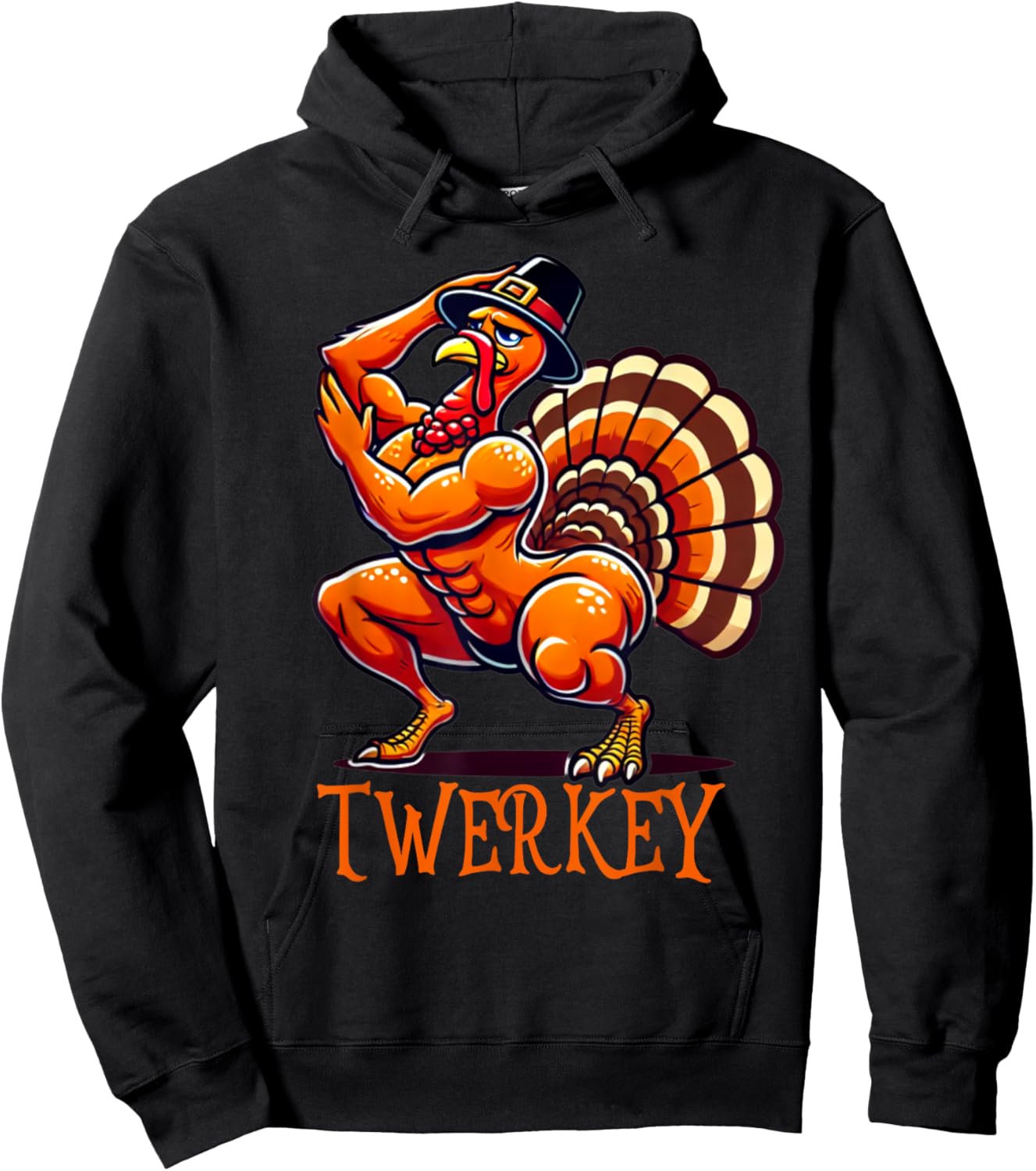 Twerkey Twerk Twerking Funny Dancing Turkey Thanksgiving Hoodie - Hoodie | Black