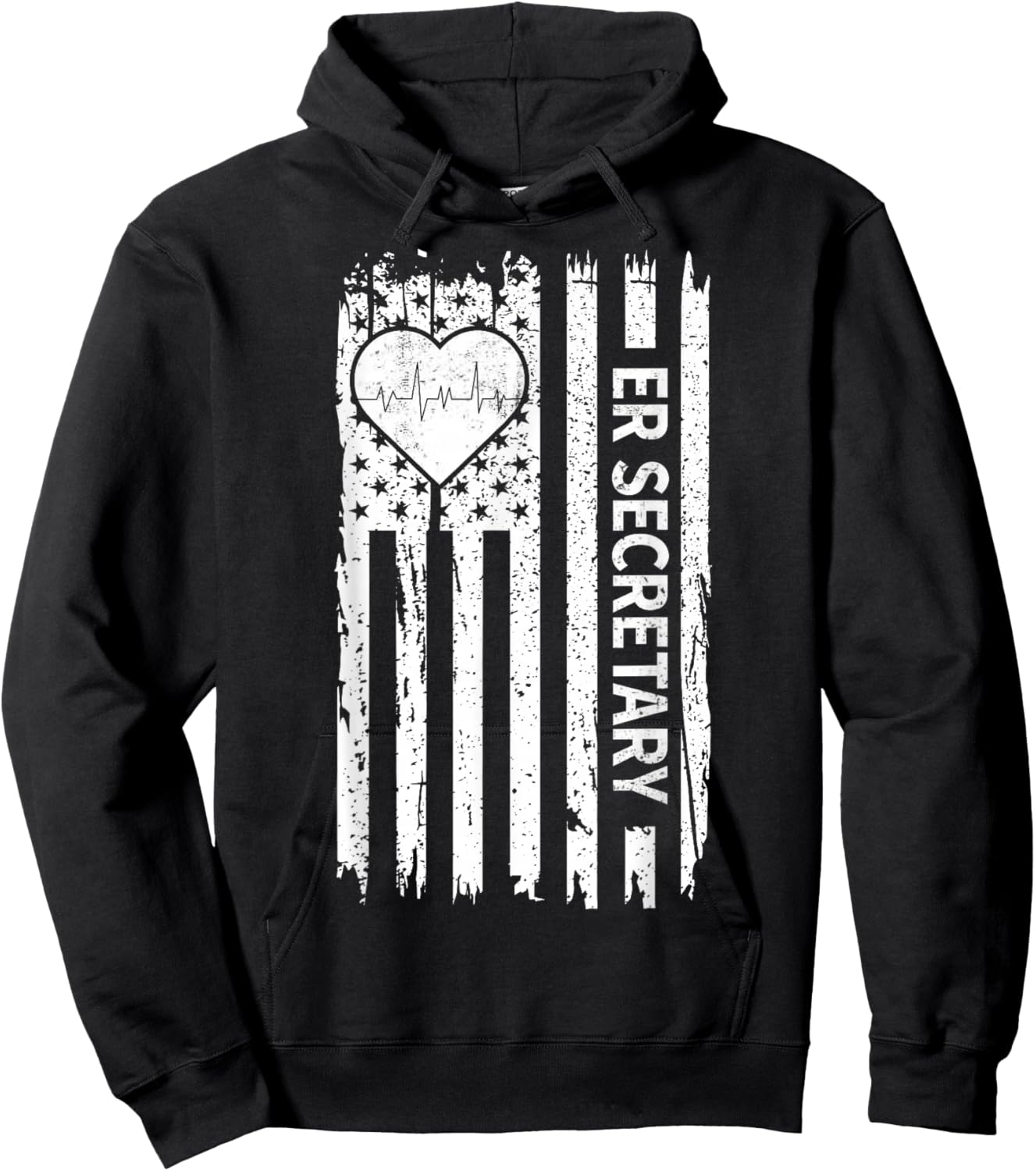 USA Flag Emergency Department ER Secretary Hoodie - Hoodie | Black