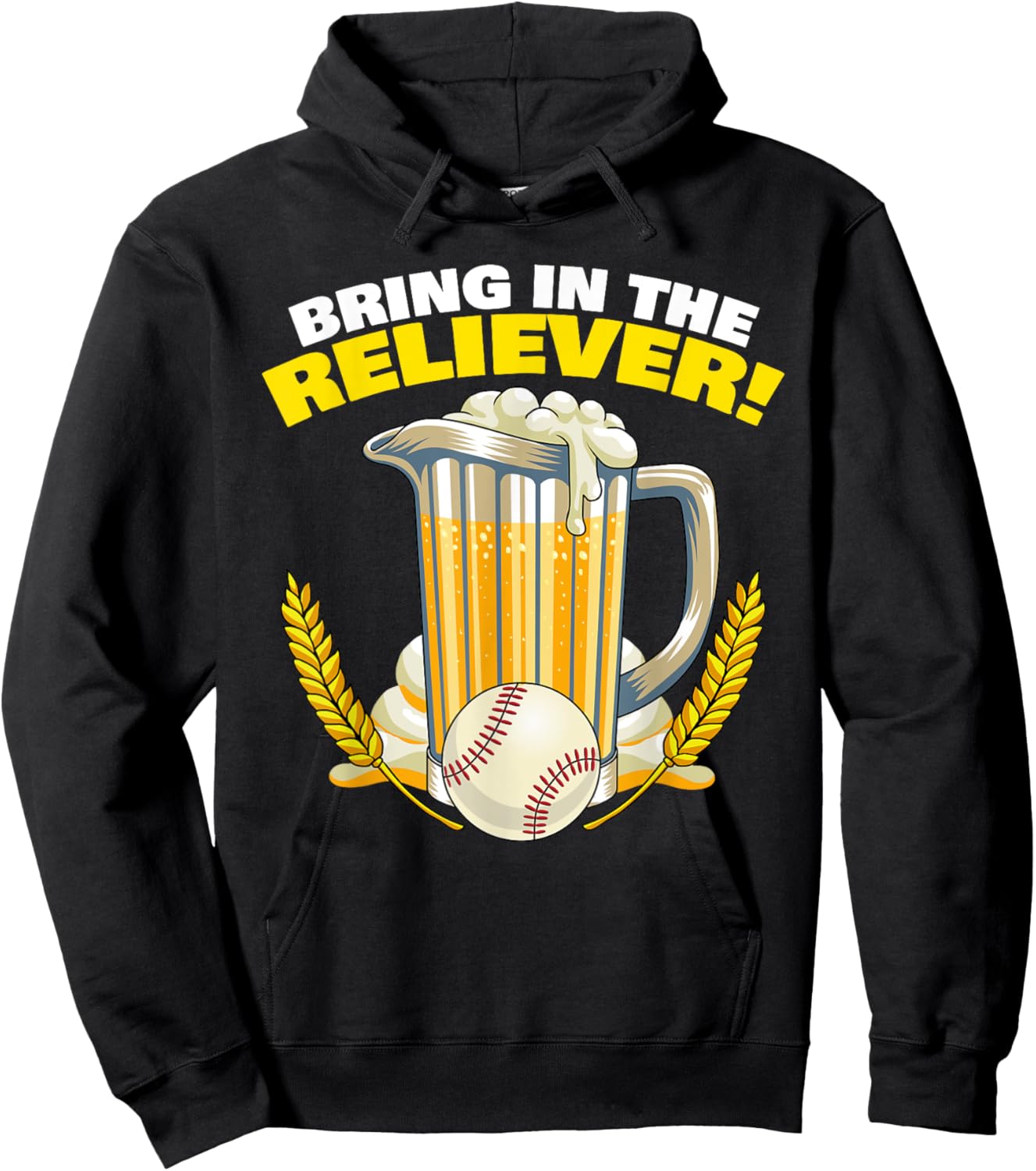 Bring in The Reliever! Relief Pitcher Parody Drinking Beer Hoodie - Hoodie | Black