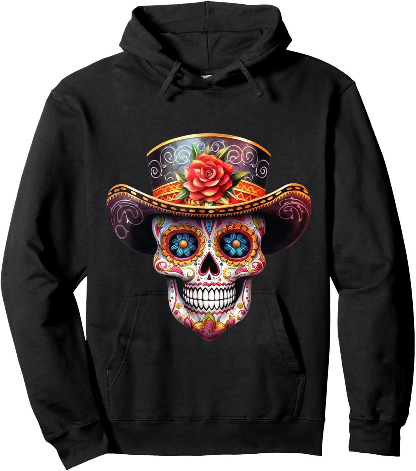 Sugar Skull Black White Image Day Dead Dios De Los Muertos Hoodie - Hoodie | Black