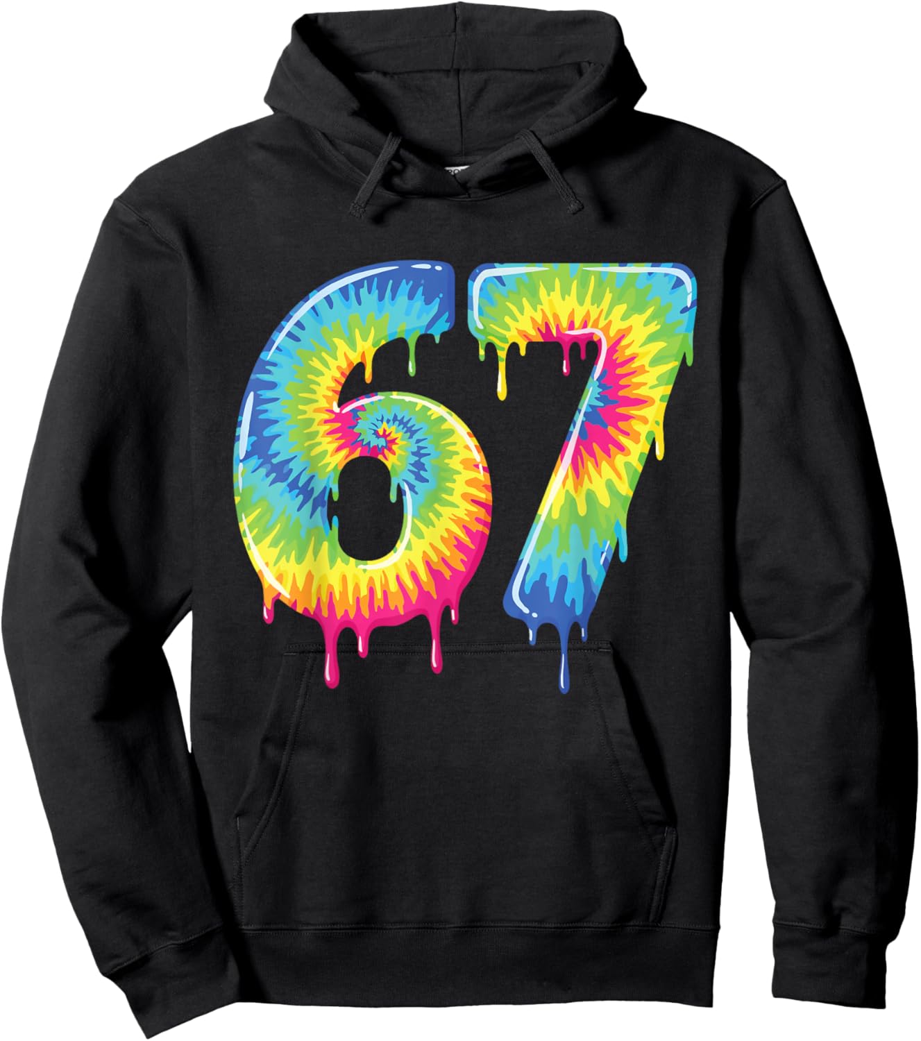 Number 67 Tie-dye Rainbow Slime Melting Effect 6 7 Hoodie - Hoodie | Black