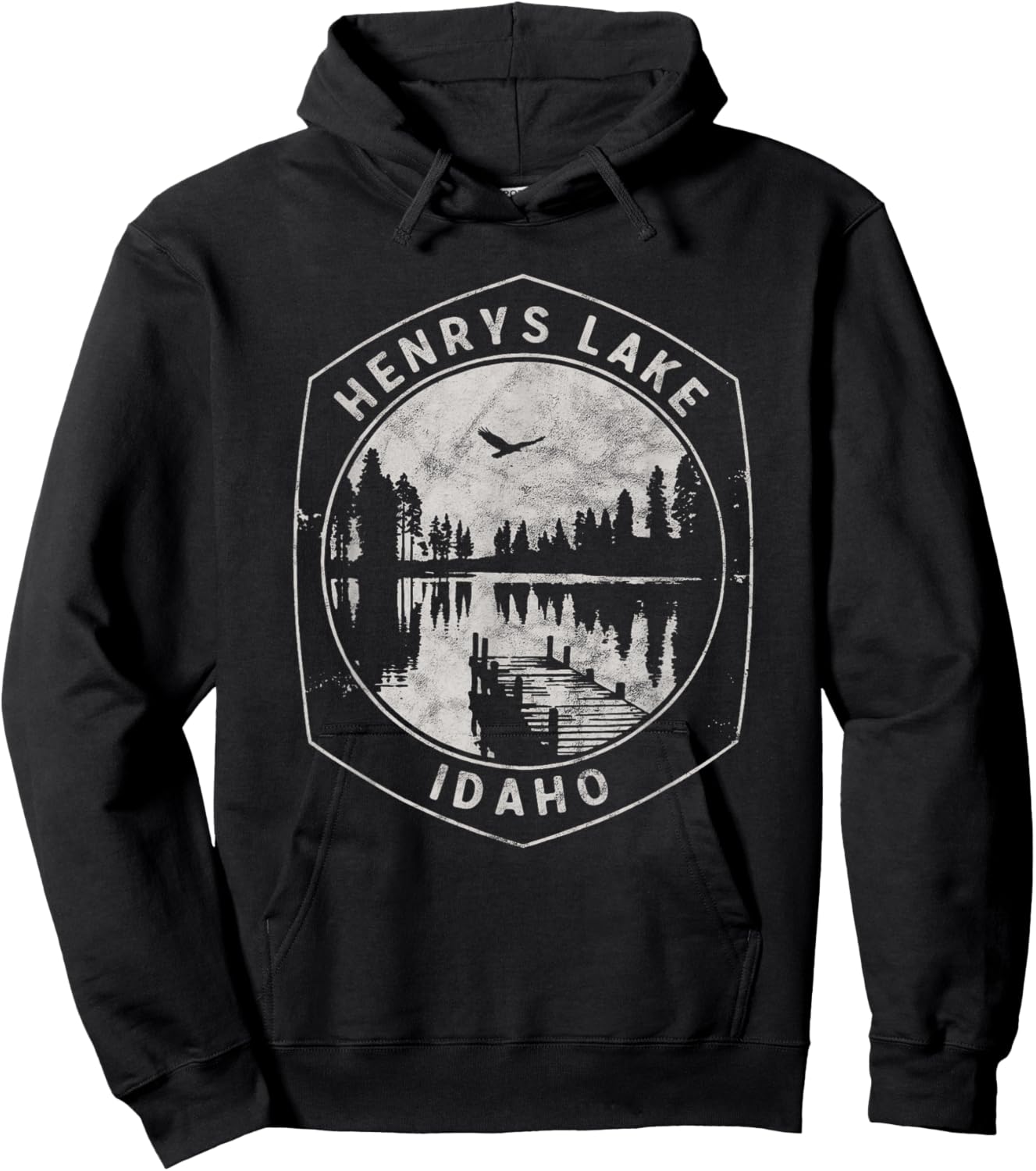 Vintage Henrys Lake Idaho Outdoors Vacation Hoodie - Hoodie | Black