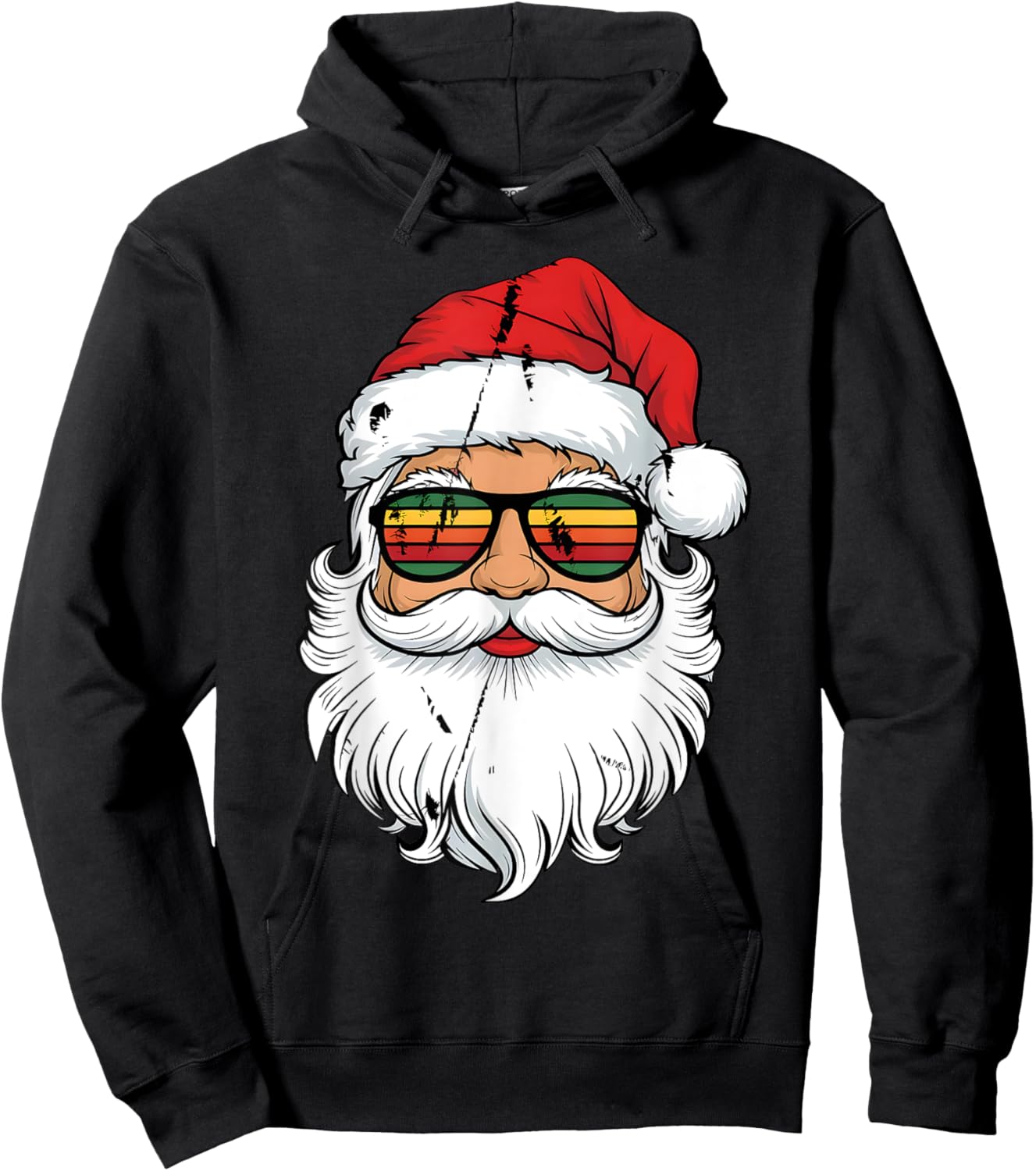 Santa Face Retro Sunglasses Christmas Men Boys Xmas Santa Hoodie - Hoodie | Black