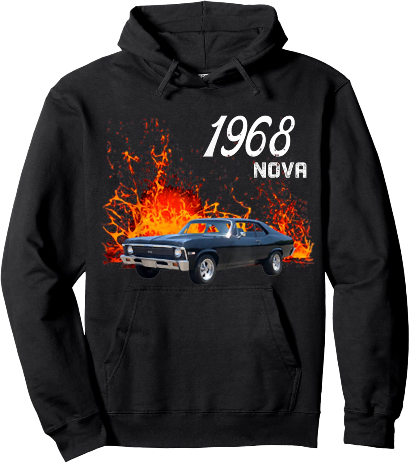 1968 68 Chevys Nova 2 Classic Car Old School Muscle Car Hoodie - Hoodie | Black