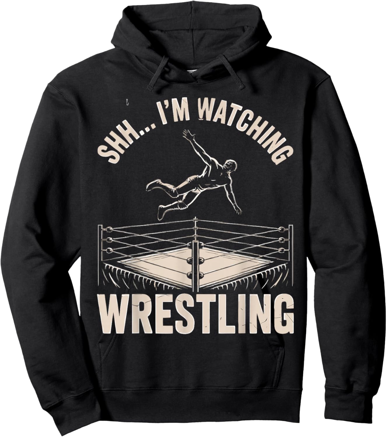 Watching Wrestling Funny Wrestler Action Women Boys Hoodie - Hoodie | Black