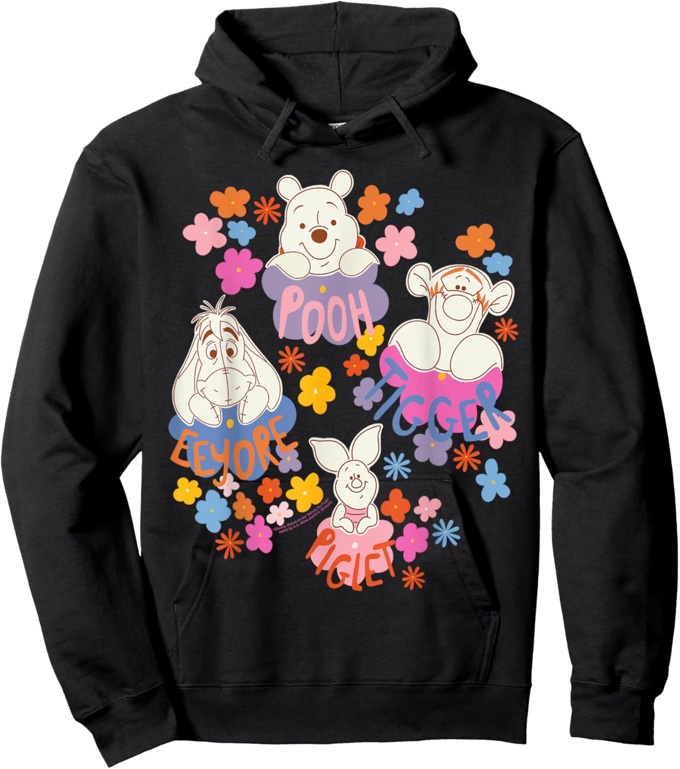 Disney Winnie the Pooh Spring Easter Friendly Flower Faces Hoodie - Hoodie | Black