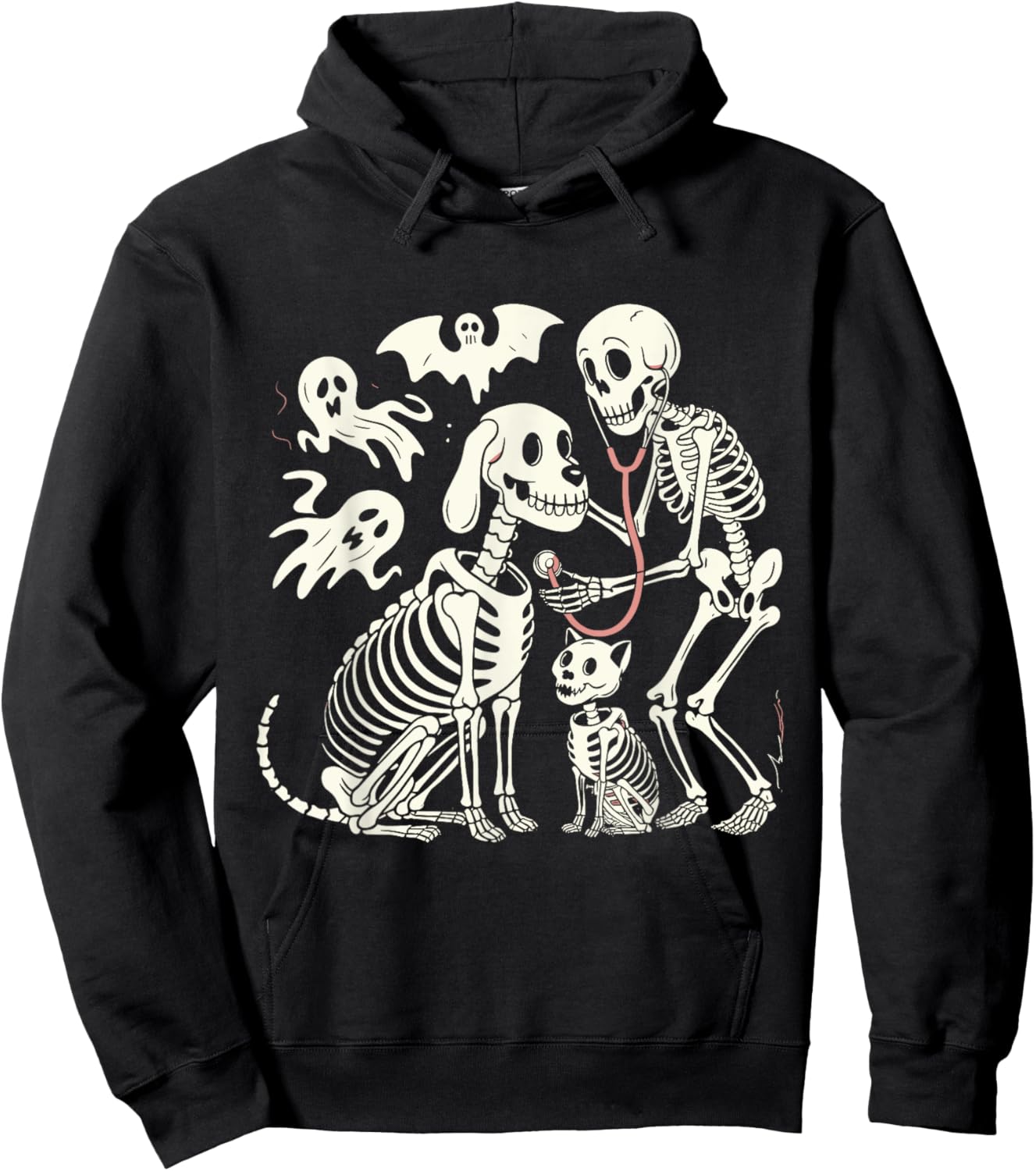 Funny Skeleton Veterinarian Animal Lovers Spooky Halloween Hoodie - Hoodie | Black