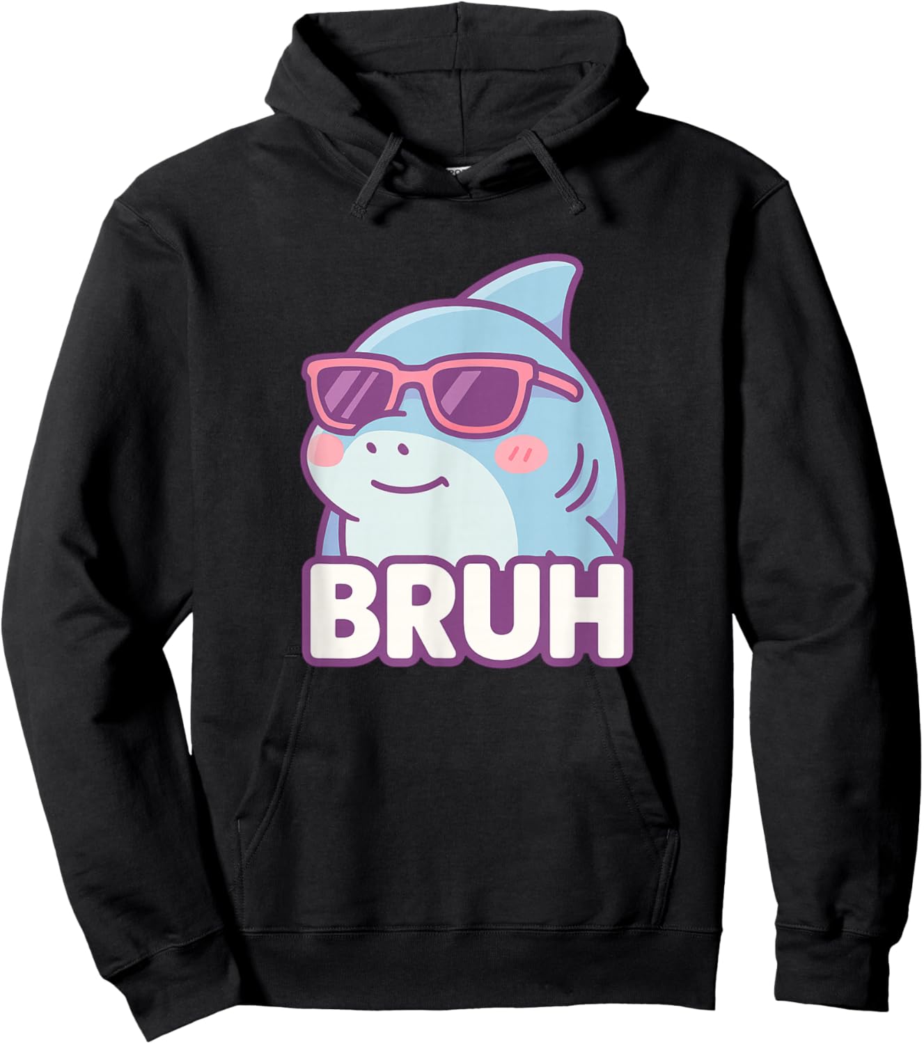 Funny Bruh Joke Bro Shark Lover Ocean Wildlife Humor Hoodie - Hoodie | Black