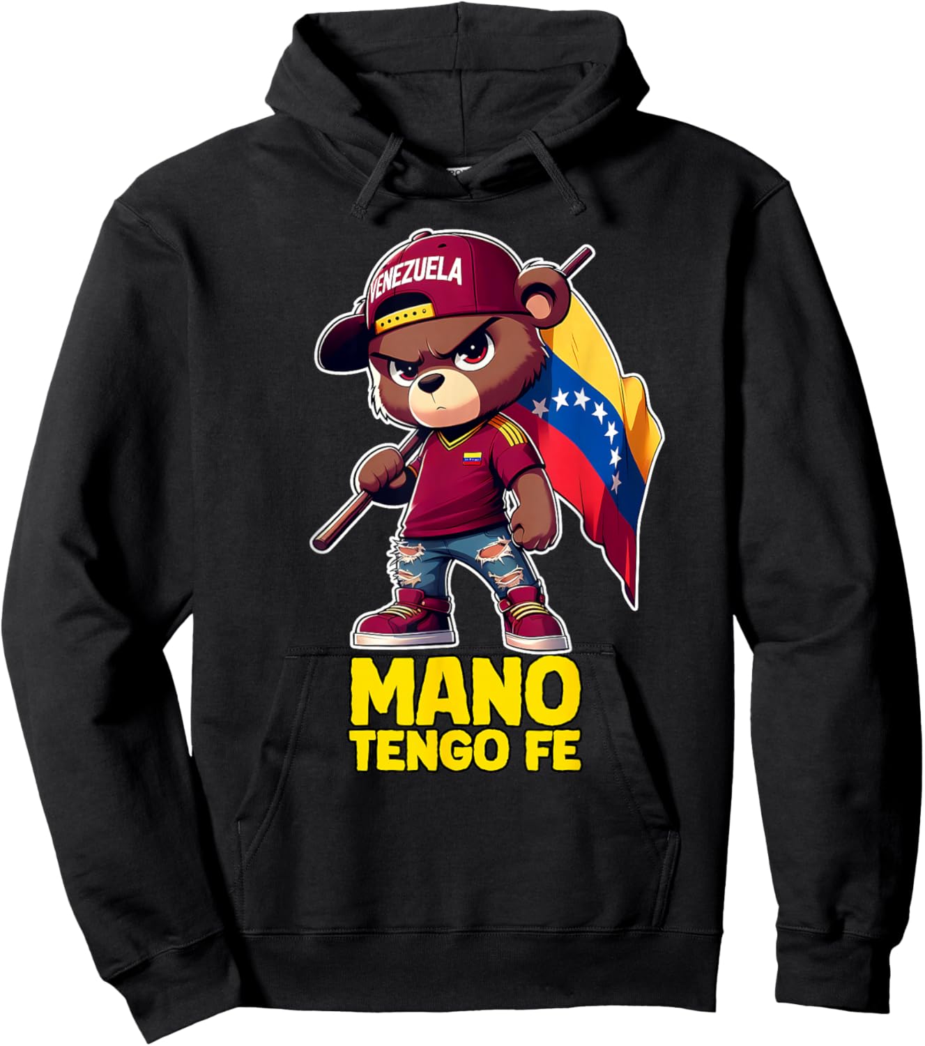 Vinotinto Venezuela Mano Tengo FE Shirt Teddy Bear Hoodie - Hoodie | Black