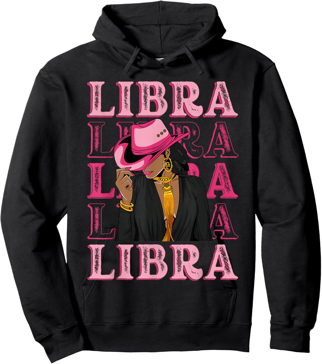 Libra Western Black Cowgirl African American Zodiac Hoodie - Hoodie | Black
