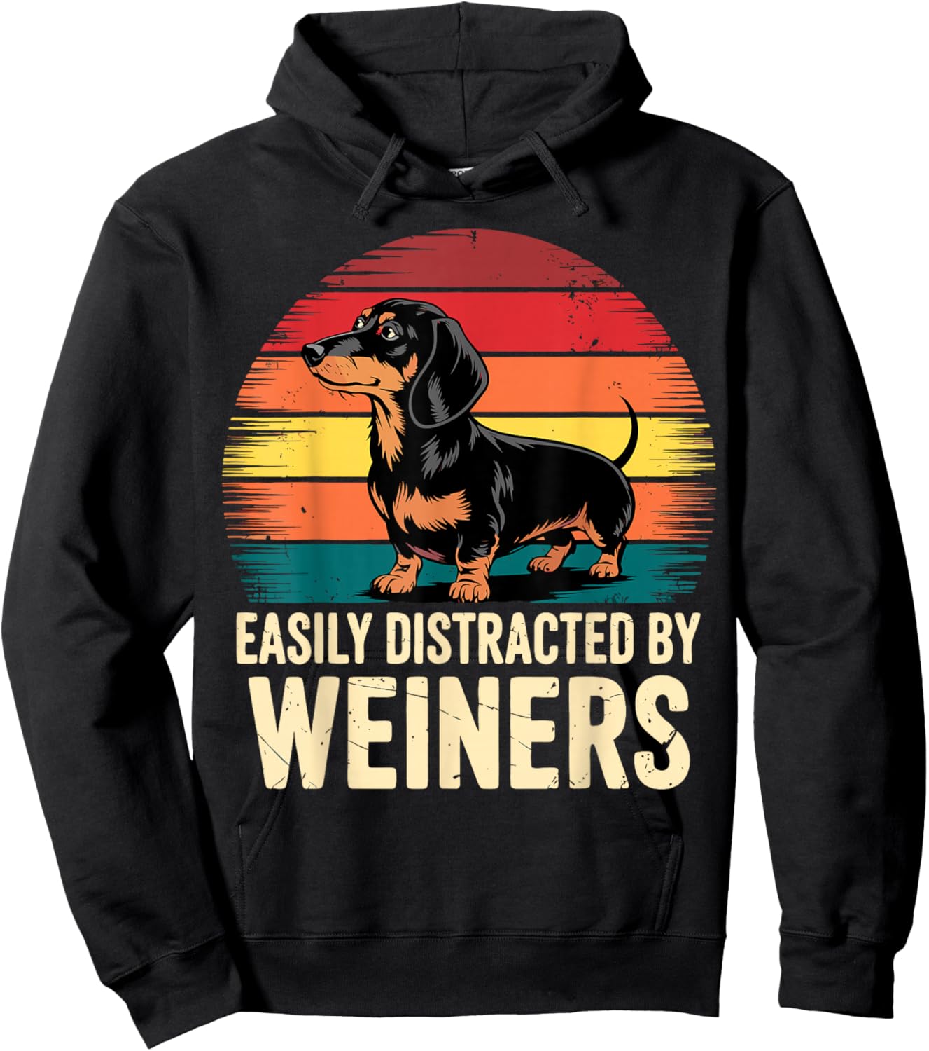 Easily Distracted by Weiners Dachshund Dog Hoodie - Hoodie | Black
