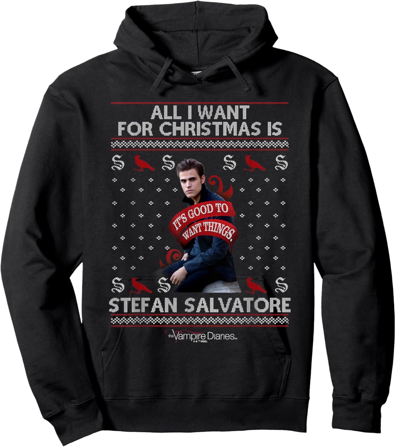 Vampire Diaries All I Want for Christmas is Stefan Salvatore Hoodie - Hoodie | Black