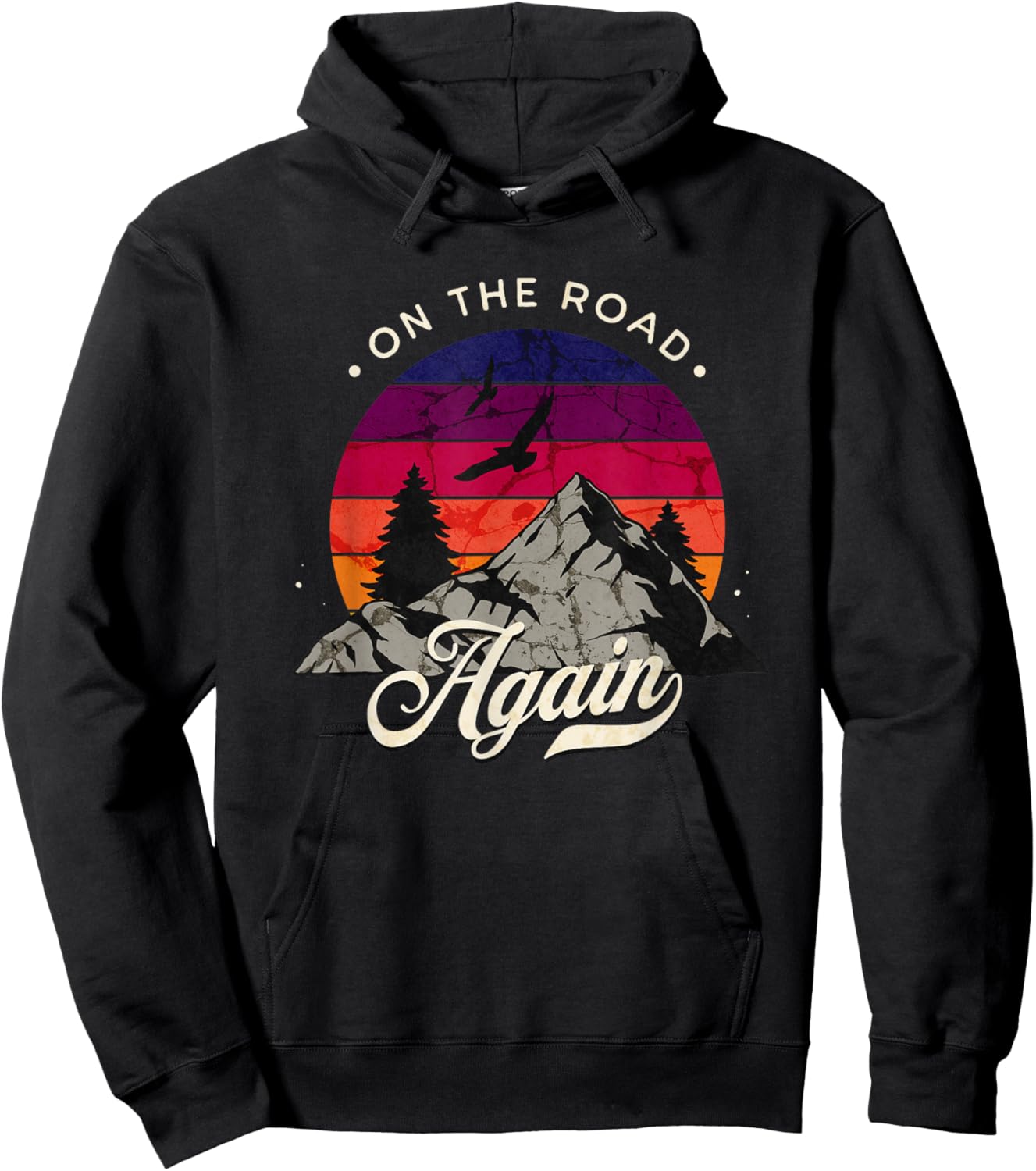 On The Road Again - Vintage Wilderness Adventure Design Hoodie - Hoodie | Black