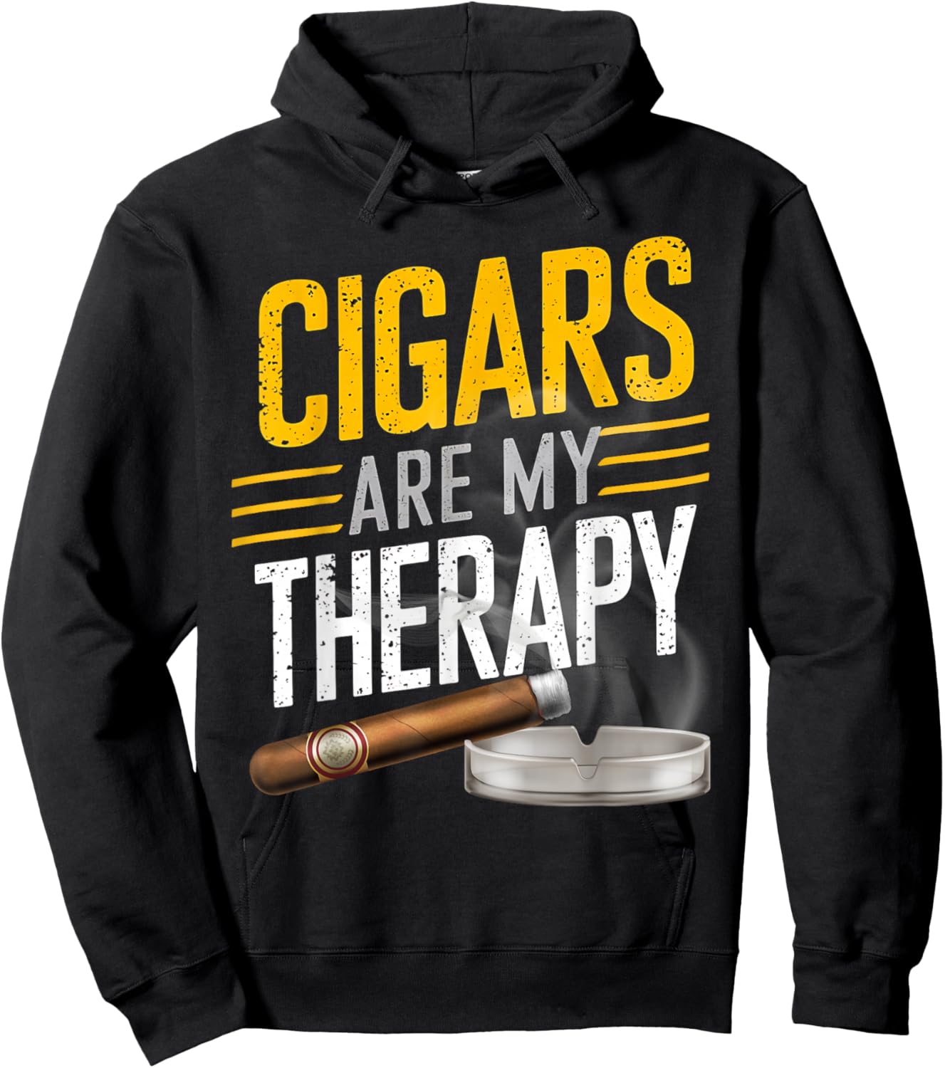 Cigars are my Therapy Funny Humor Smoking Cigar Smoker Hoodie - Hoodie | Black