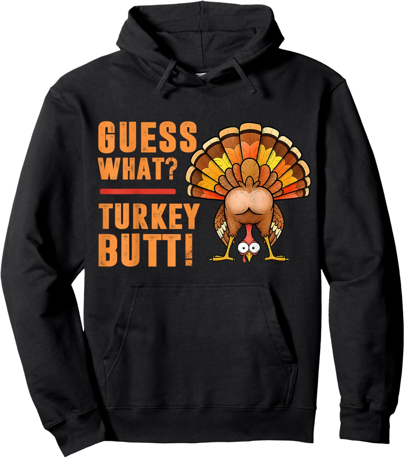 Funny Thanksgiving Guess What Turkey Butt Toddler Boy Kids Hoodie - Hoodie | Black
