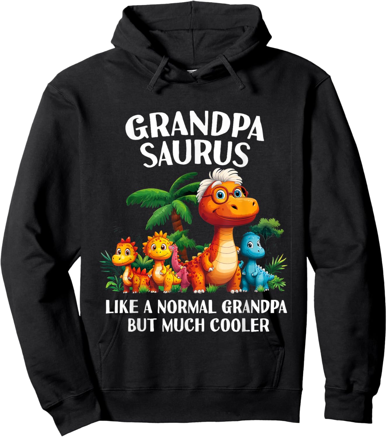 Grandpasaurus Grandpa Saurus Grandfather Men Matching Family Hoodie - Hoodie | Black