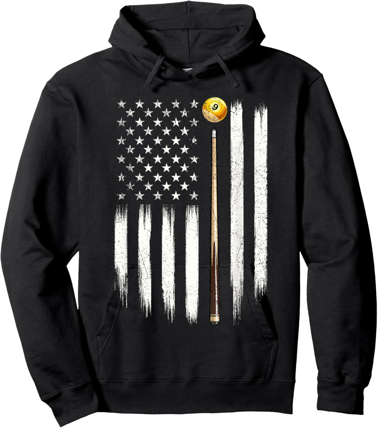 Billiard US Flag - 8 Ball Billiard Game Pool Player Hoodie - Hoodie | Black