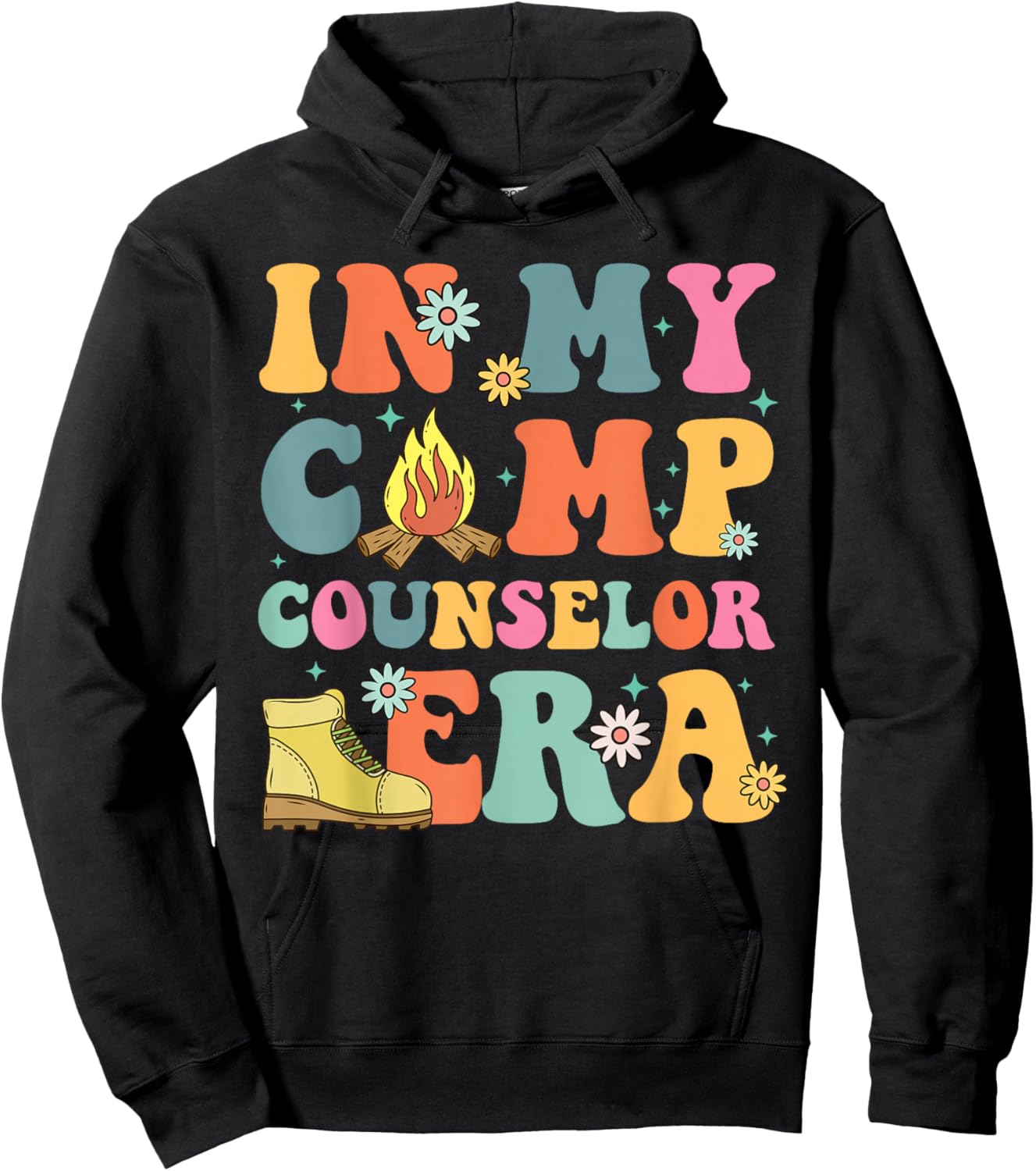 In My Camp Counselor Era Retro Groovy Summer Camp Counselor Hoodie - Hoodie | Black