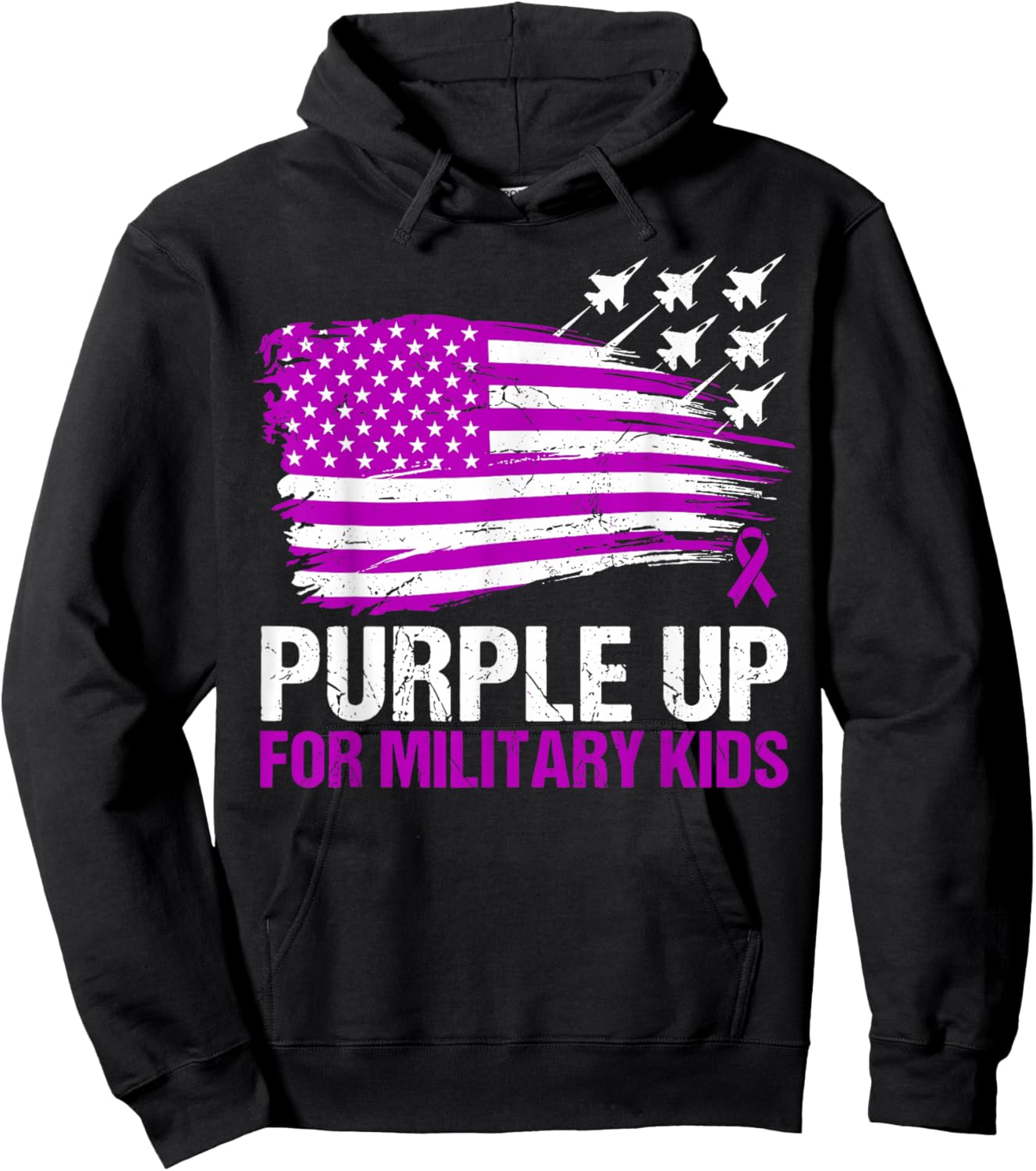 Purple Up Military Kids Month of Military Kids Hoodie - Hoodie | Black