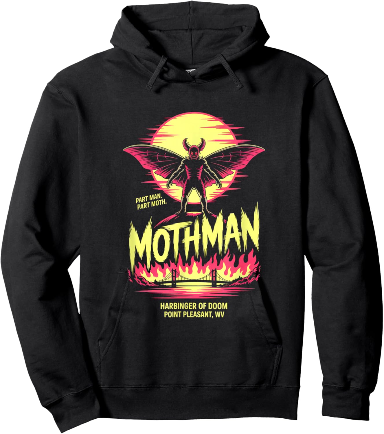 Part Man Part Moth Mothman Harbinger of Doom Hoodie - Hoodie | Black
