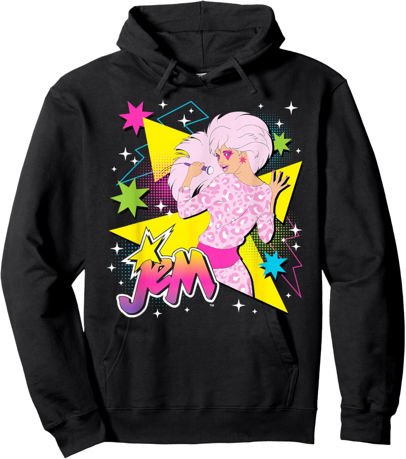Jem and The Holograms Jem Pop Star Singing Stars & Geometric Hoodie - Hoodie | Black