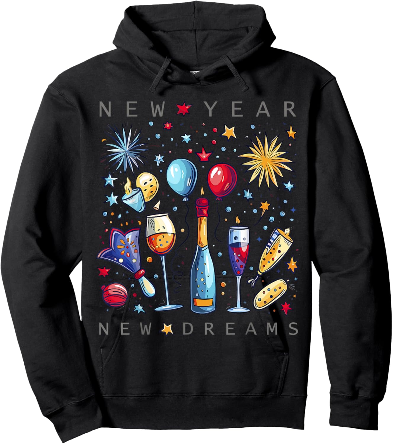 Happy New Year New Dreams 2025 Family Matching Fireworks Hoodie - Hoodie | Black
