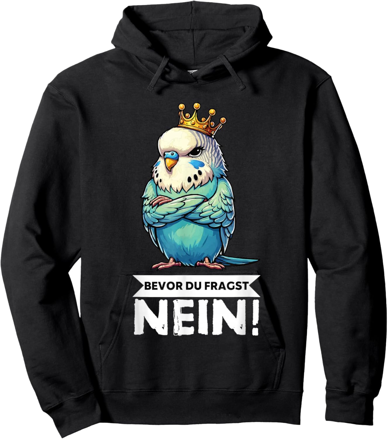 with German Text "Bevor Du Fragst Nein Wellensittichbesitzer" Hoodie - Hoodie | Black