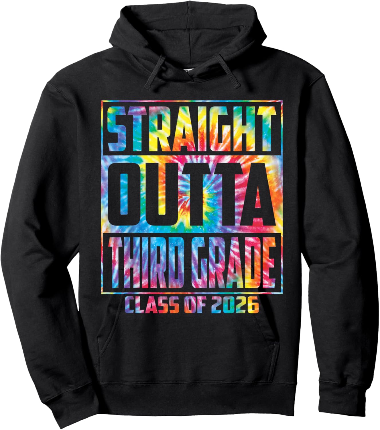 Straight Outta Third Grade Class 2026 Graduation 3rd Grade Hoodie - Hoodie | Black