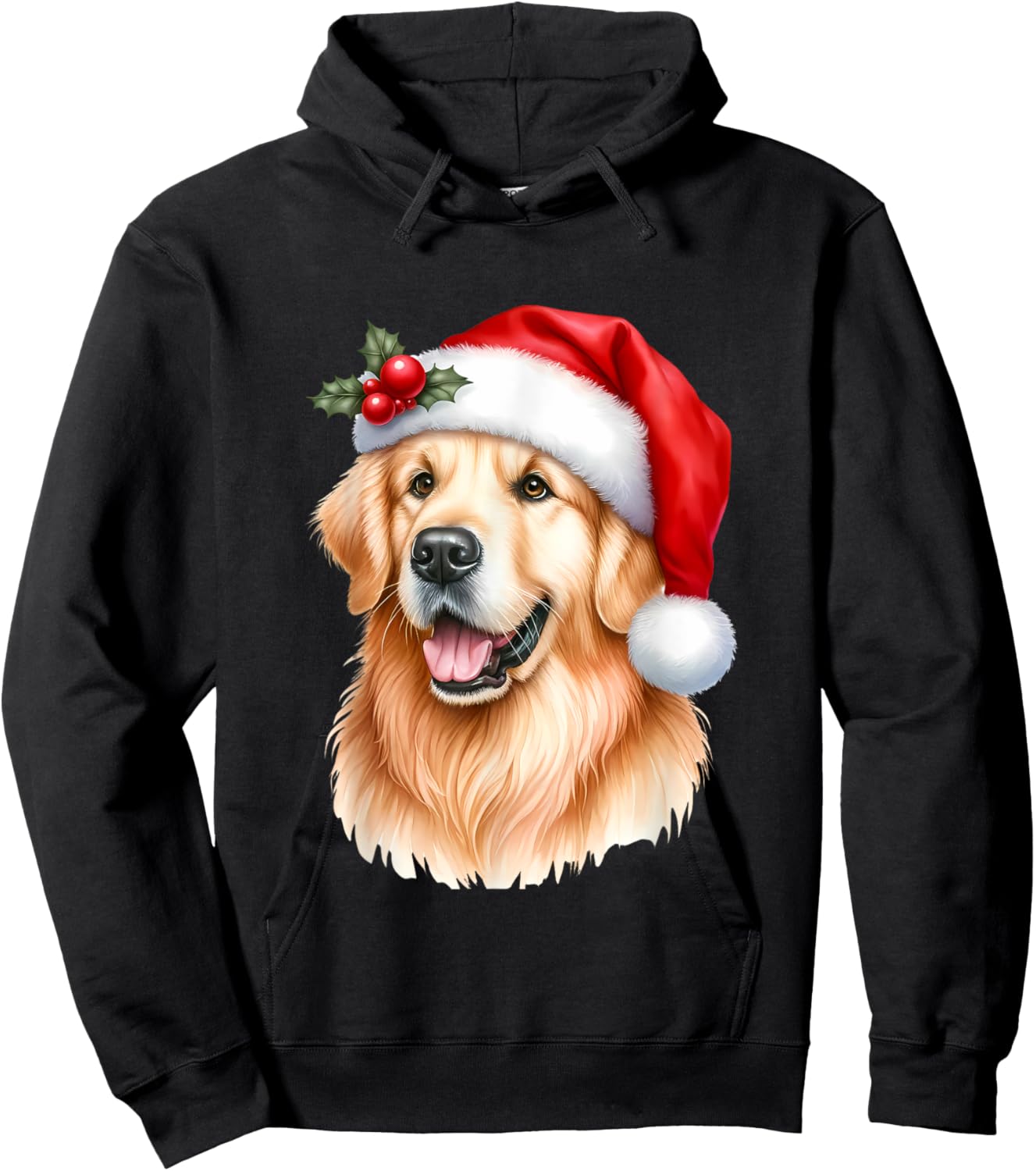 Christmas Golden Retriever Santa Hat Dog Lover Xmas Women Kids Hoodie - Hoodie | Black