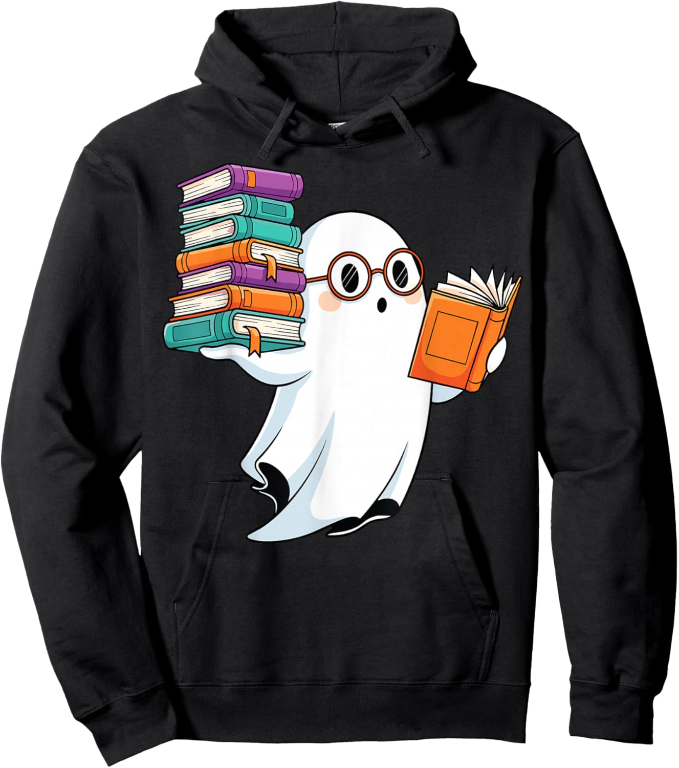 Ghost Reading Books Halloween Library Hoodie - Hoodie | Black