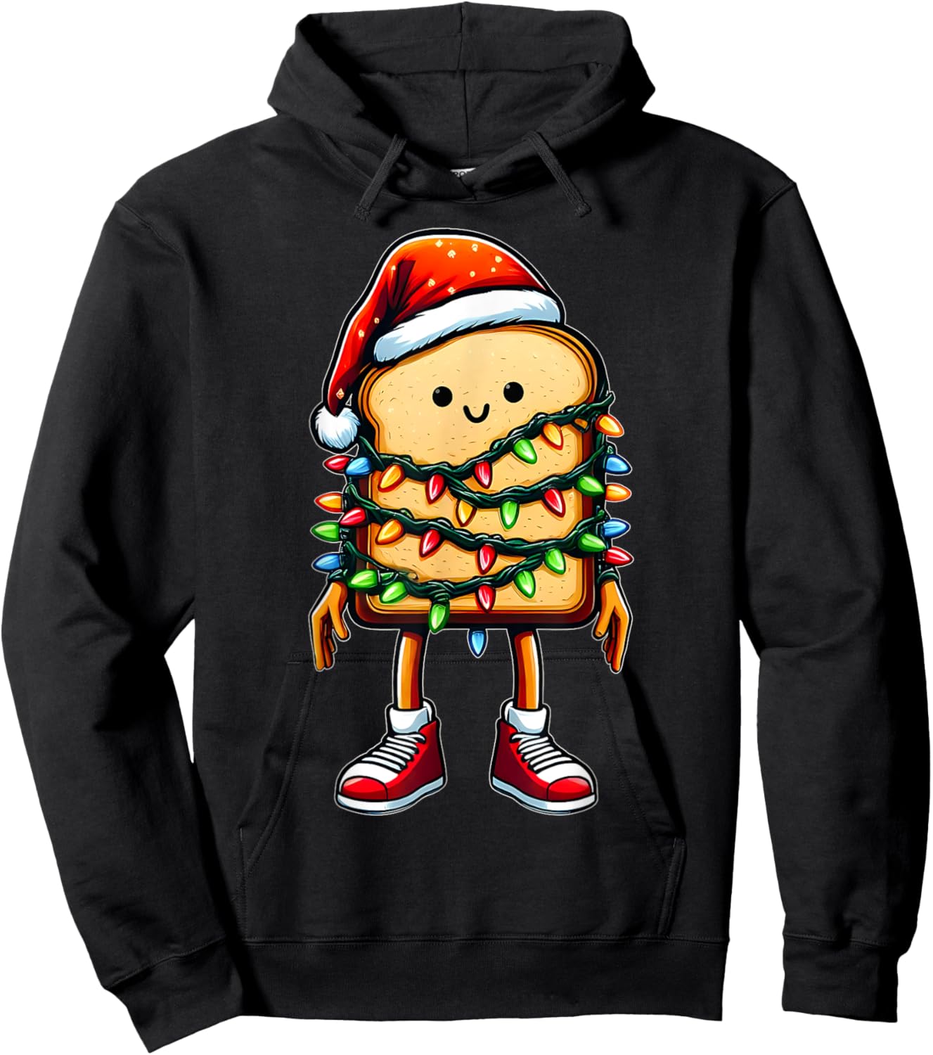 Cute Loaf Bread Baking Bread Baker Christmas Hat Xmas Hoodie - Hoodie | Black