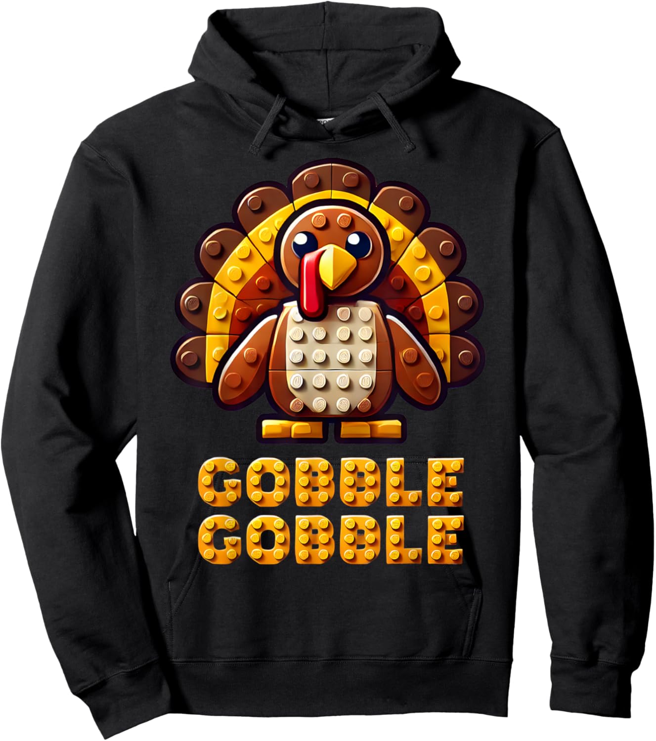 Play Building Blocks Turkey Thanksgiving Builder Boys Kids Hoodie - Hoodie | Black