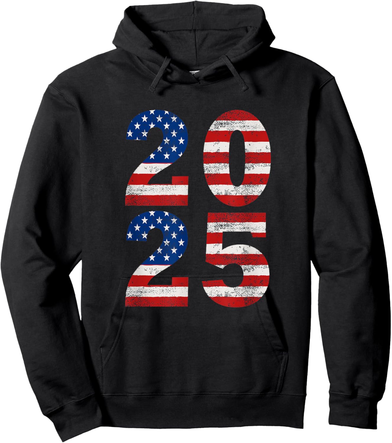 Classic Vintage 2025 American Flag 20 25 Hoodie - Hoodie | Black