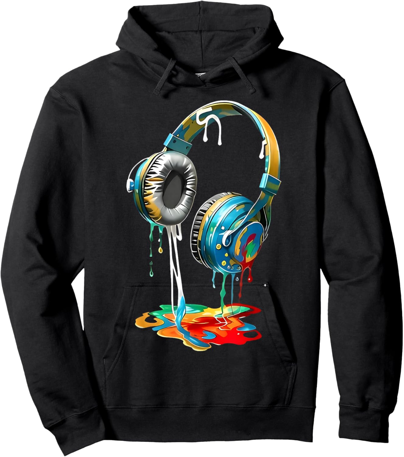 Colorful Headphones Music Lover Gifts Musican Music DJs Hoodie - Hoodie | Black