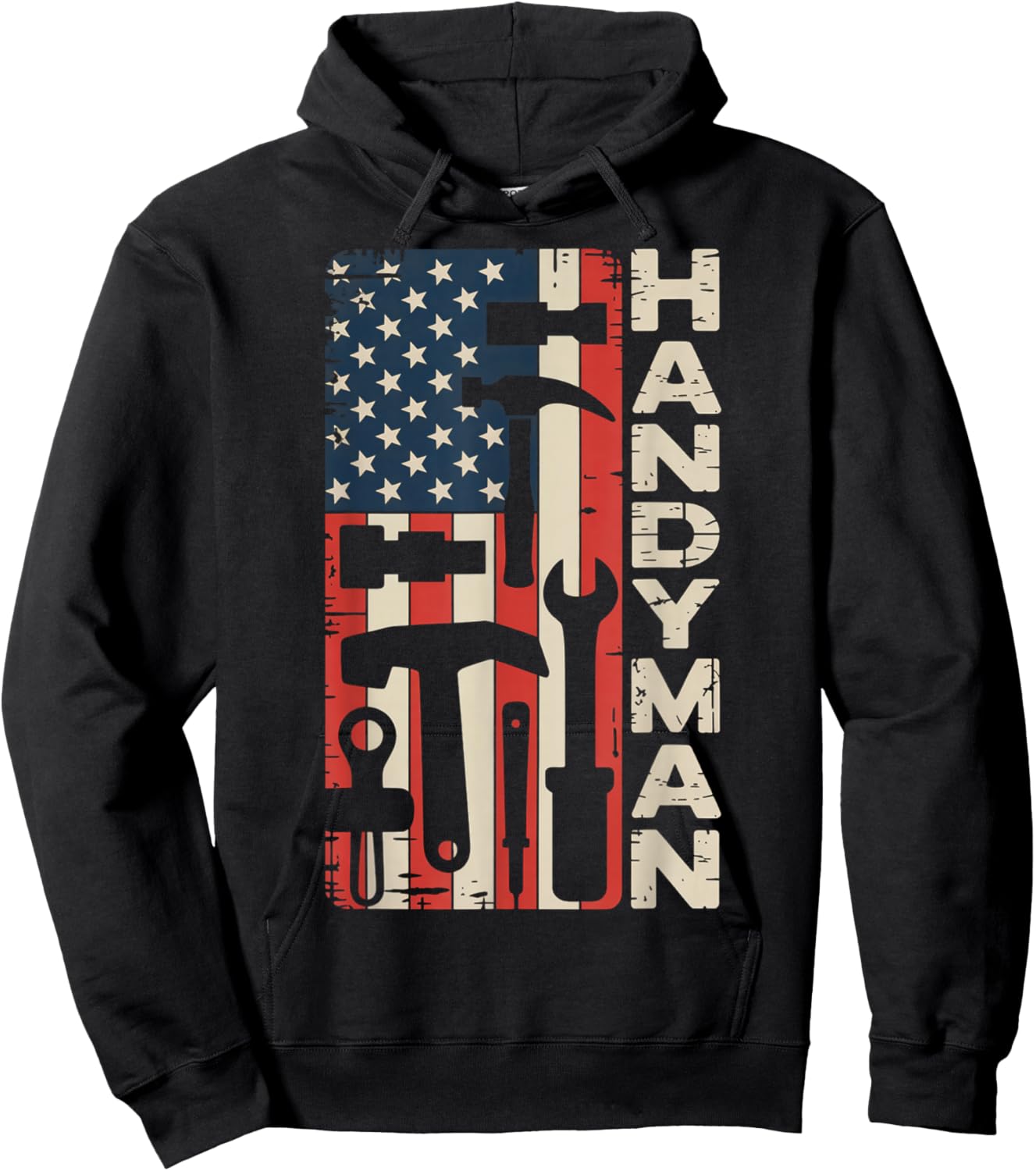 Handyman American Flag Tools USA Patriotic Hoodie - Hoodie | Black