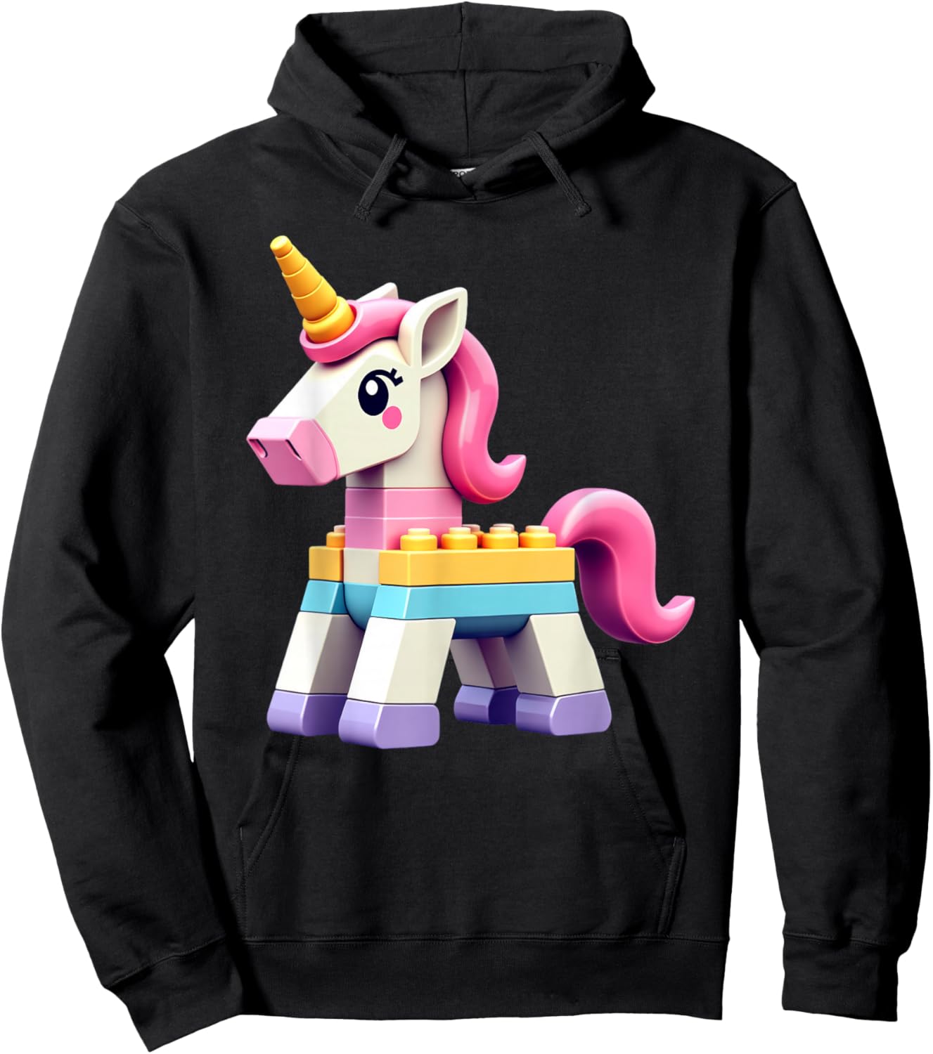Master Builder Bricks Blocks Play Toys Unicorn Girls Kids Hoodie - Hoodie | Black