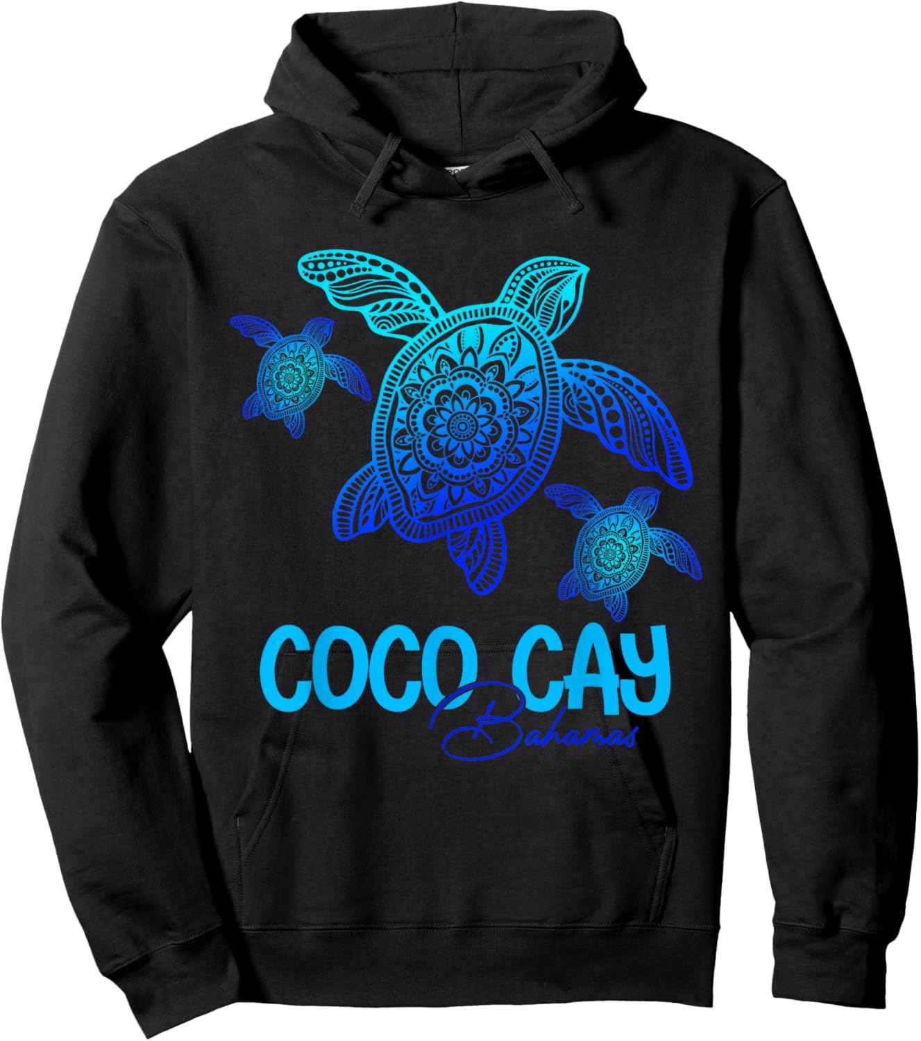 Coco Cay Bahamas Vacation Tribal Sea Turtle Hoodie - Hoodie | Black