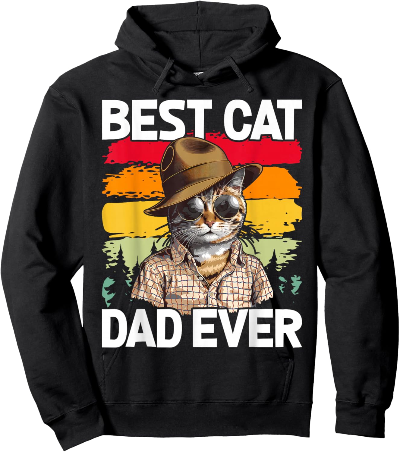 Vintage Best Cat Dad Ever Cat Daddy Father's Day Hoodie - Hoodie | Black