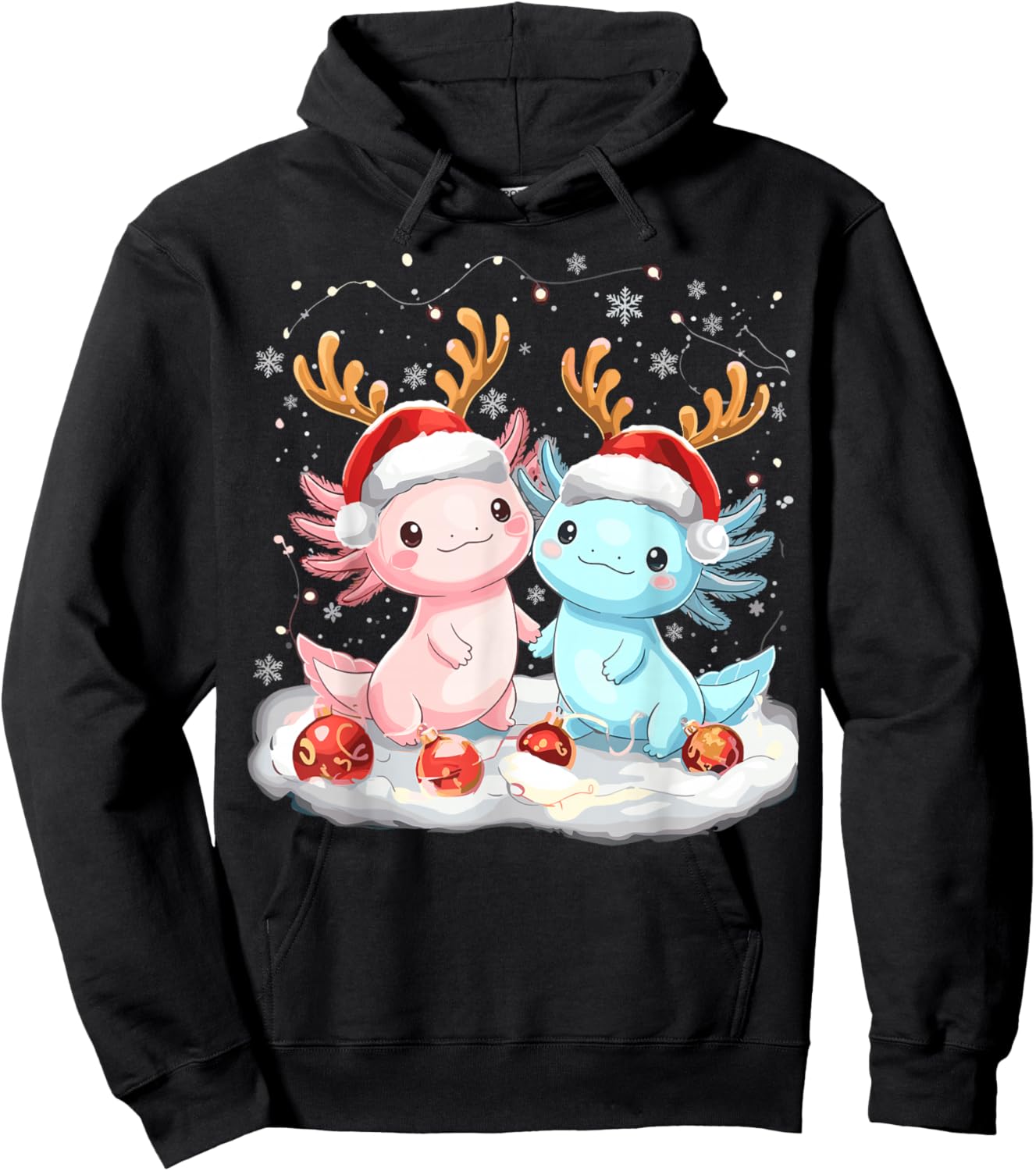Christmas Axolotl Reindeer Xmas Hoodie - Hoodie | Black