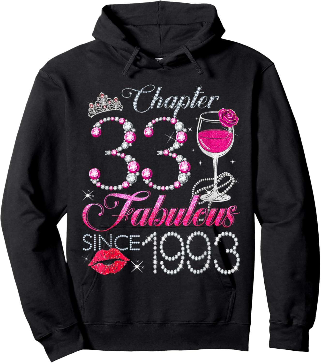 Chapter 33 Fabulous Since 1993 33rd Birthday Queen Diamond Hoodie - Hoodie | Black