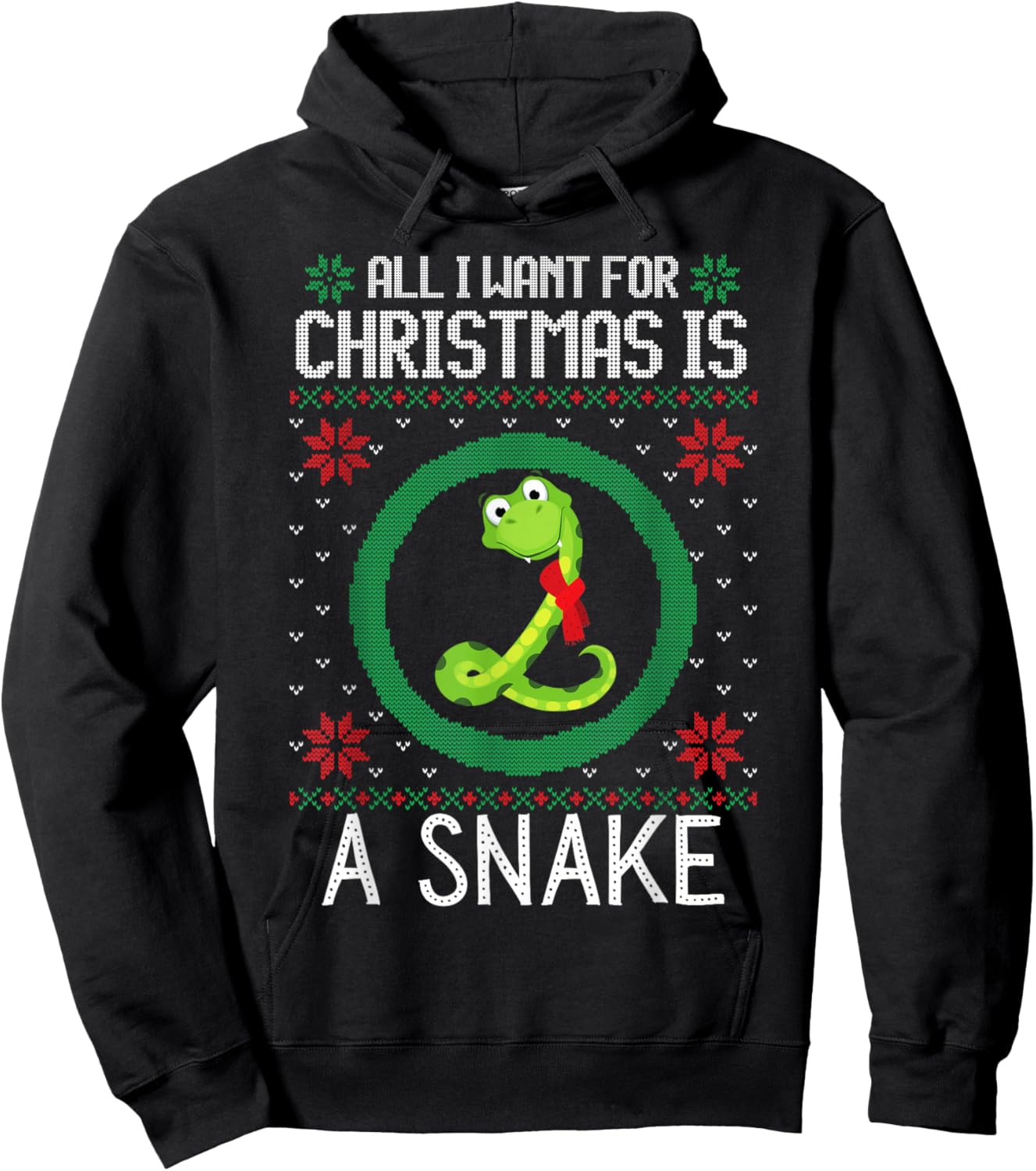 All I Want for Christmas is A Snake Funny Xmas Sweater Retro Hoodie - Hoodie | Black