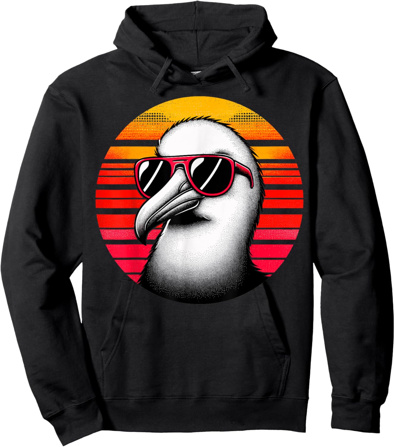 Albatross Bird Sunglasses Sunset Retro Style Vintage 70s Hoodie - Hoodie | Black